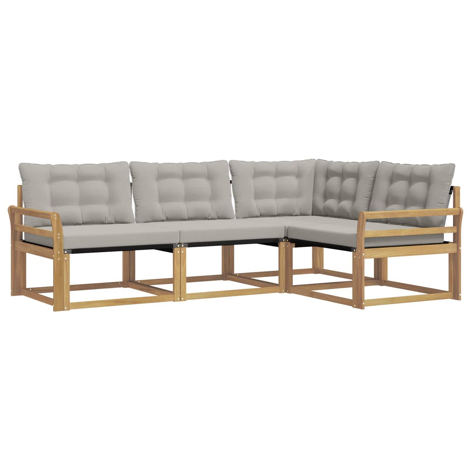 vidaXL Outdoor-Sofagarnitur mit Kissen 4 pcs Weiß und Hellgrau