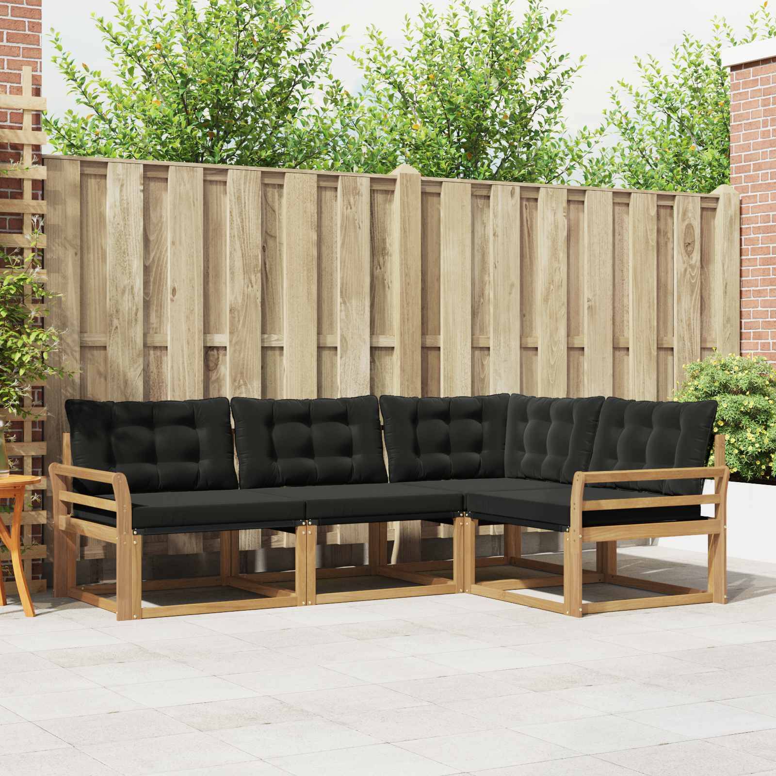 vidaXL Outdoor-Sofagarnitur mit Kissen 4 pcs Weiß und Schwarz