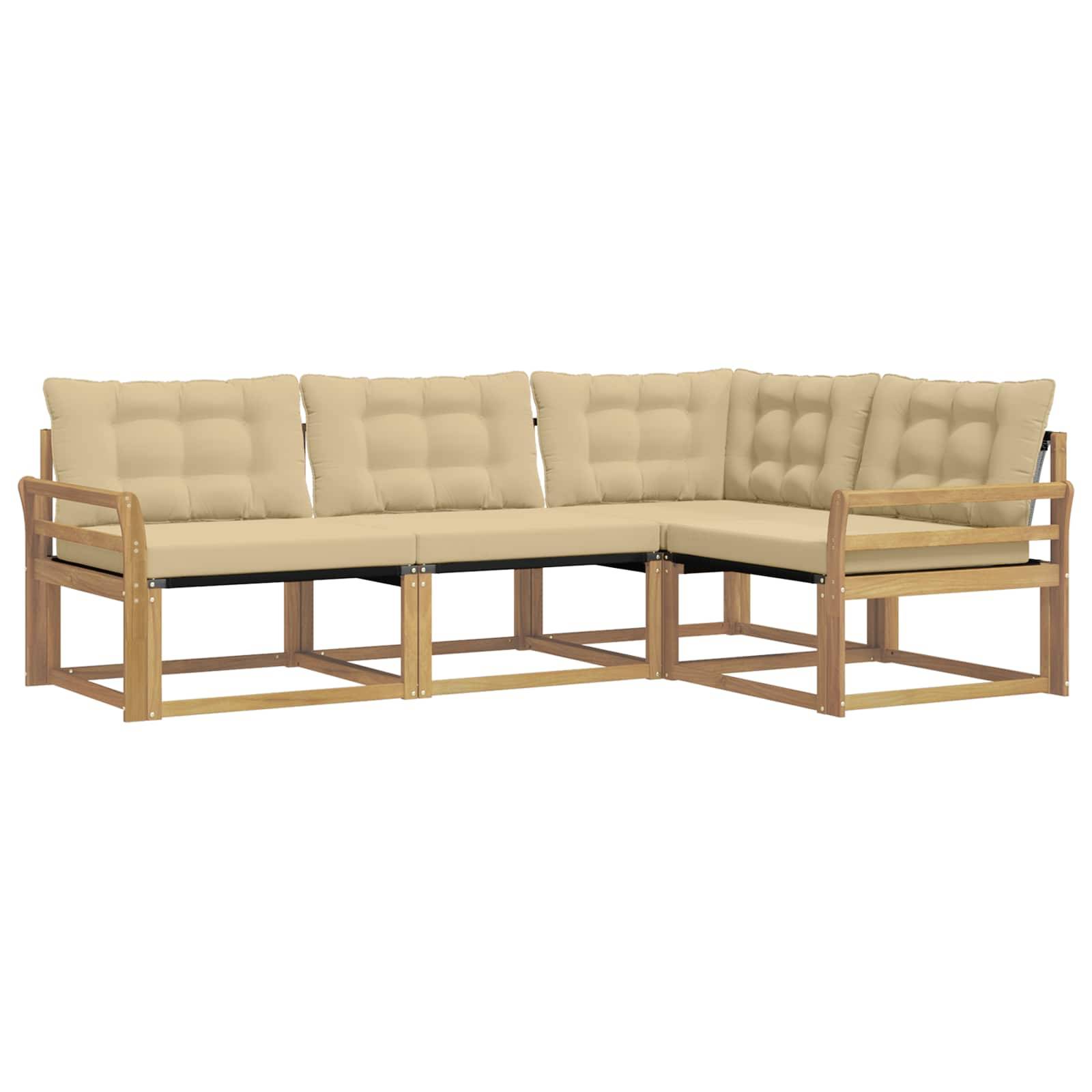 vidaXL Outdoor-Sofagarnitur mit Kissen 4 pcs Weiß und Beige