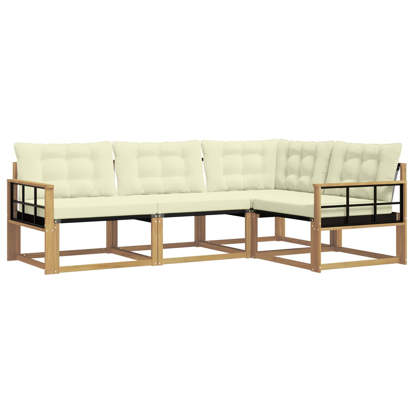 vidaXL Outdoor-Sofagarnitur mit Kissen 4 pcs Weiß und Creme
