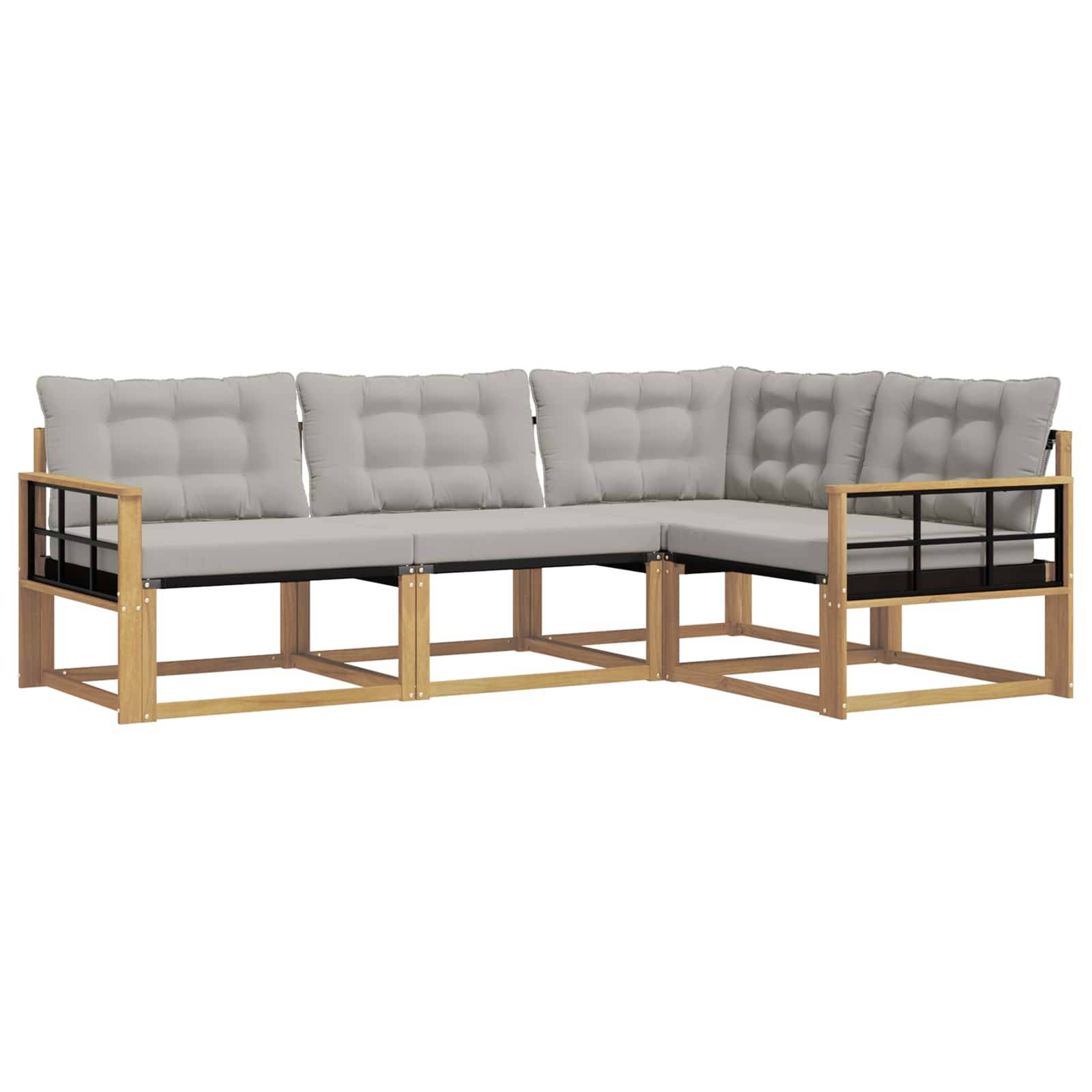 vidaXL Outdoor-Sofagarnitur mit Kissen 4 pcs Weiß und Hellgrau