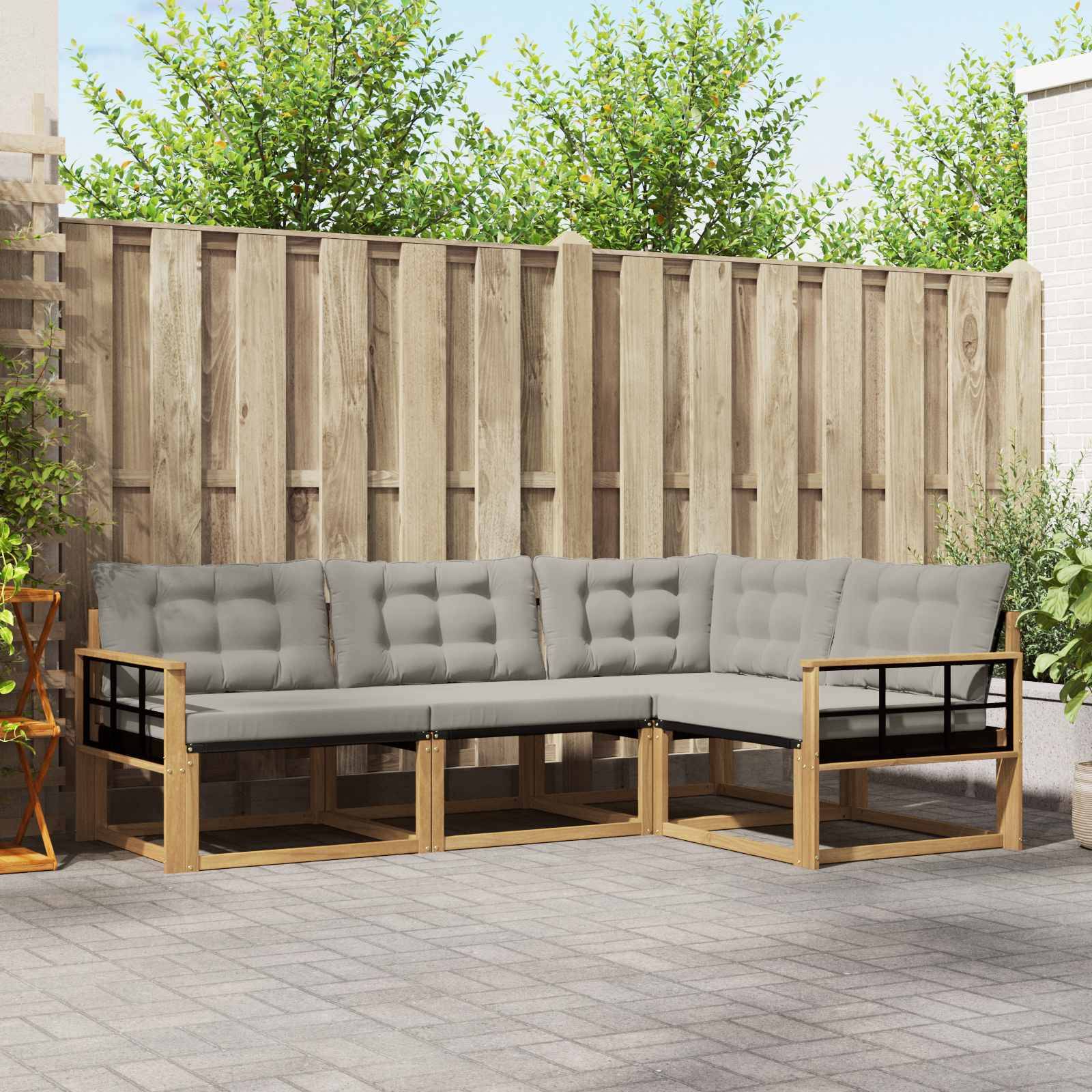 vidaXL Outdoor-Sofagarnitur mit Kissen 4 pcs Weiß und Hellgrau