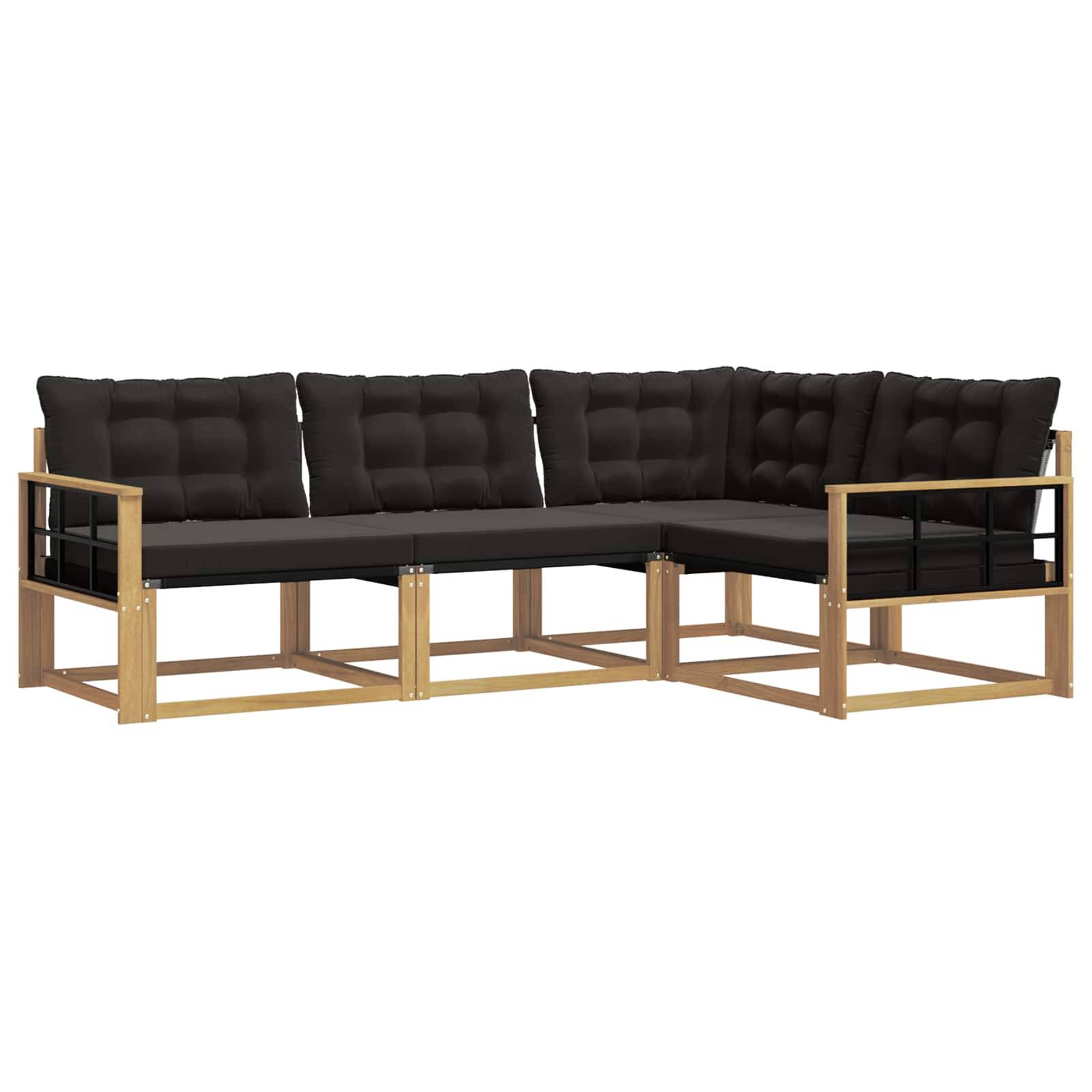 vidaXL Outdoor-Sofagarnitur mit Kissen 4 pcs Weiß und Schwarz