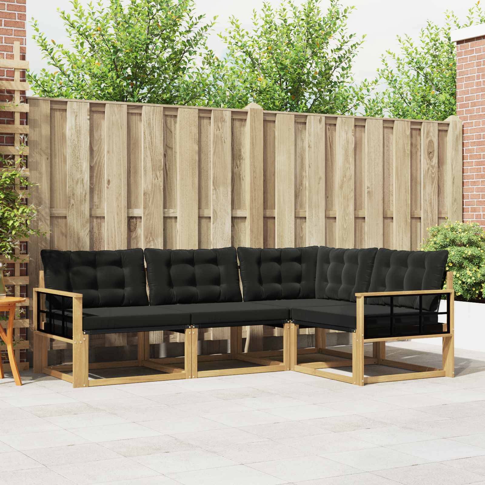 vidaXL Outdoor-Sofagarnitur mit Kissen 4 pcs Weiß und Schwarz