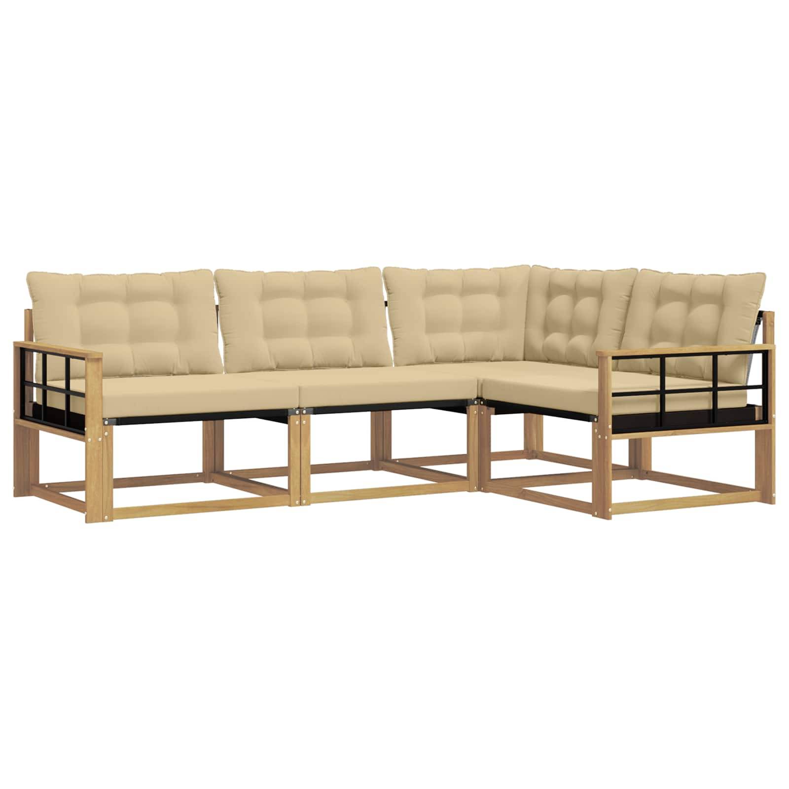 vidaXL Outdoor-Sofagarnitur mit Kissen 4 pcs Weiß und Beige