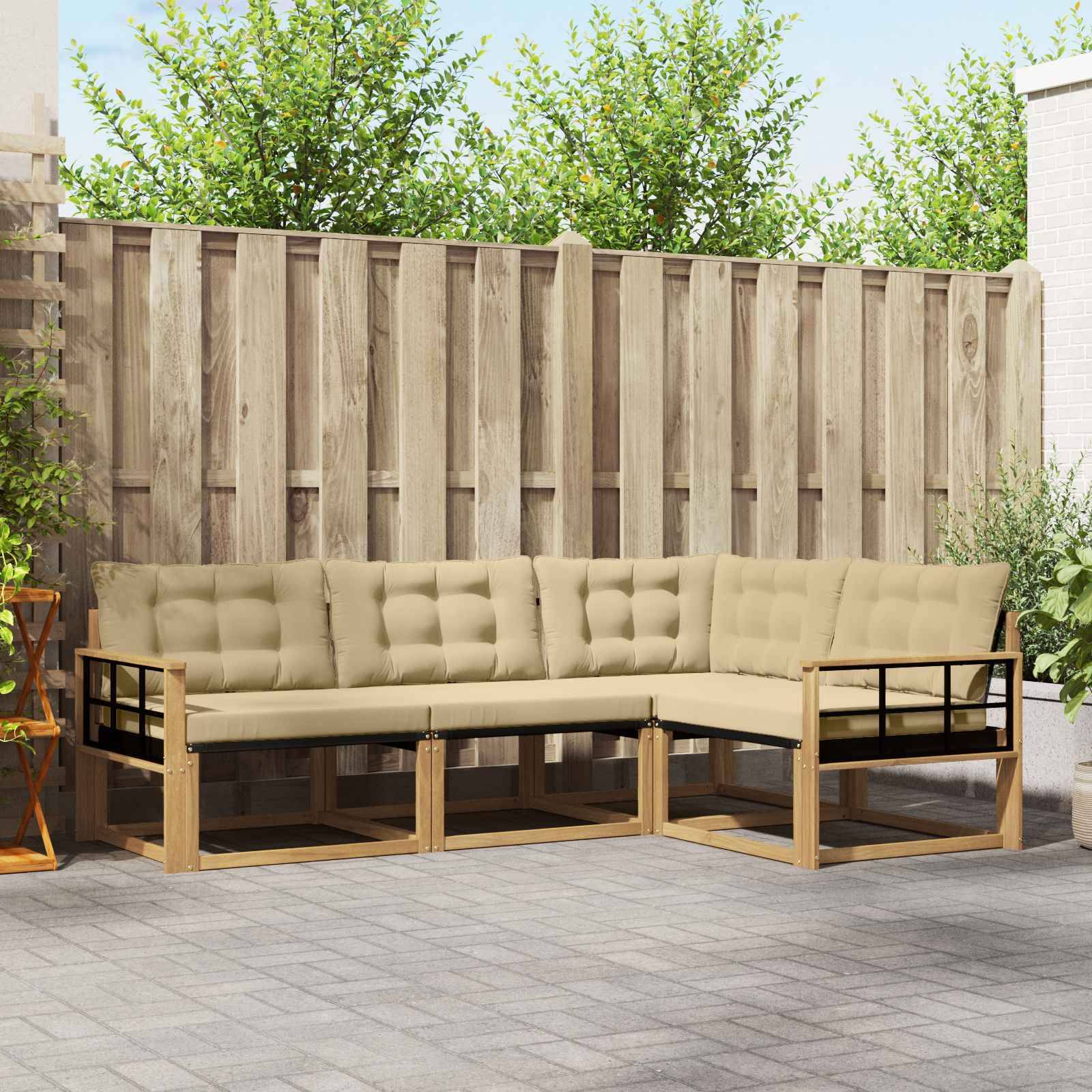 vidaXL Outdoor-Sofagarnitur mit Kissen 4 pcs Weiß und Beige