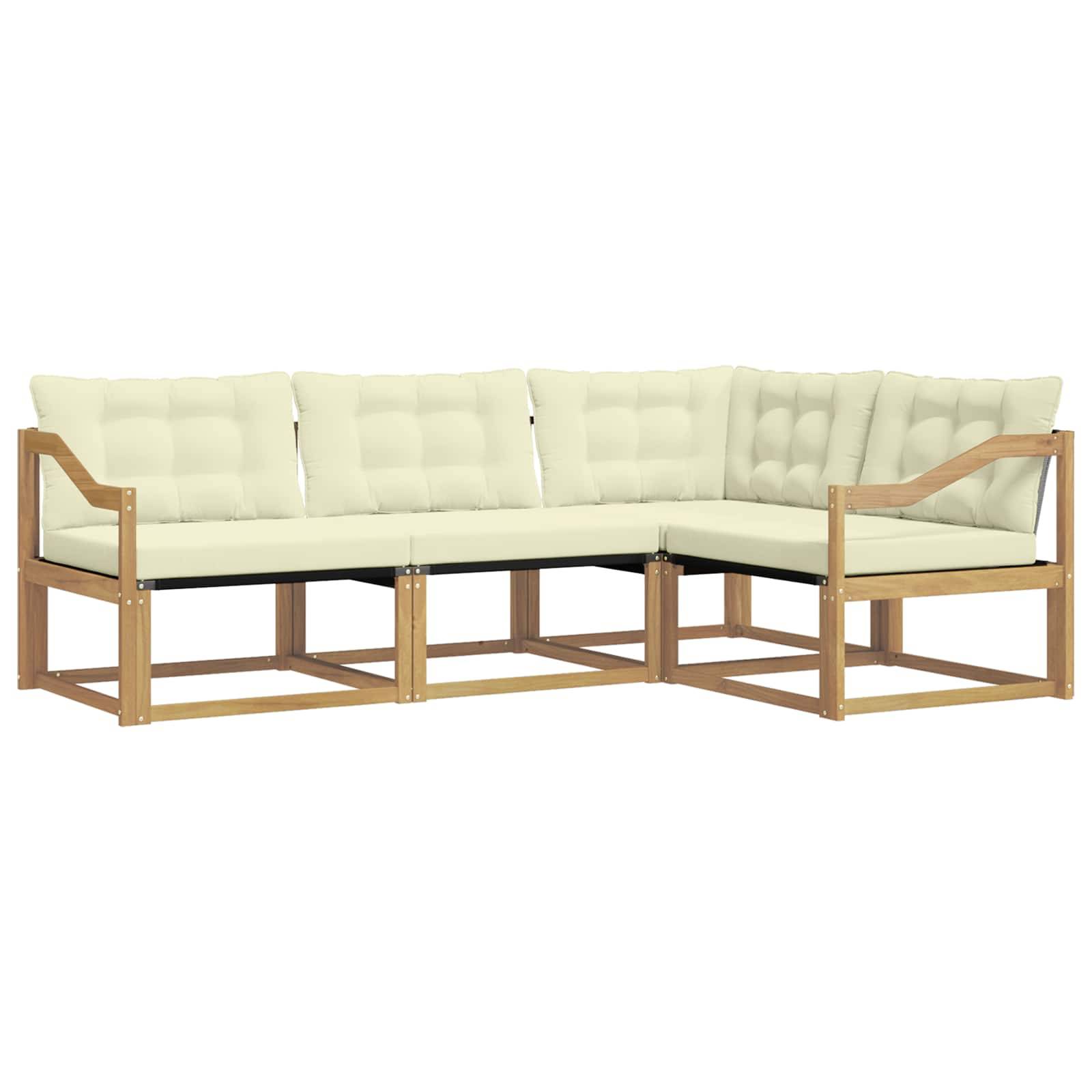 vidaXL Outdoor-Sofagarnitur mit Kissen 4 pcs Weiß und Creme