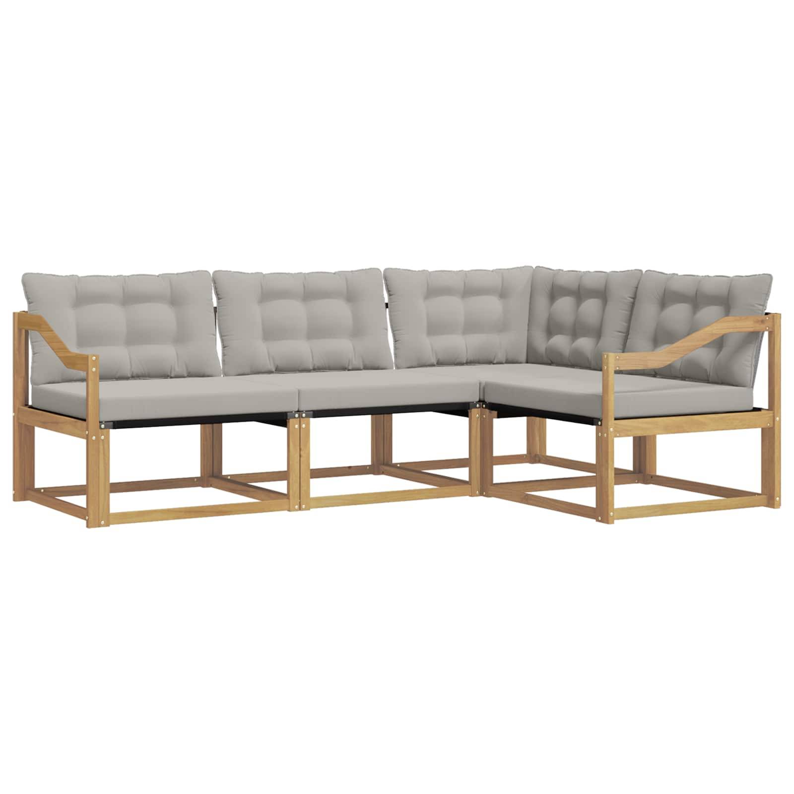 vidaXL Outdoor-Sofagarnitur mit Kissen 4 pcs Weiß und Hellgrau