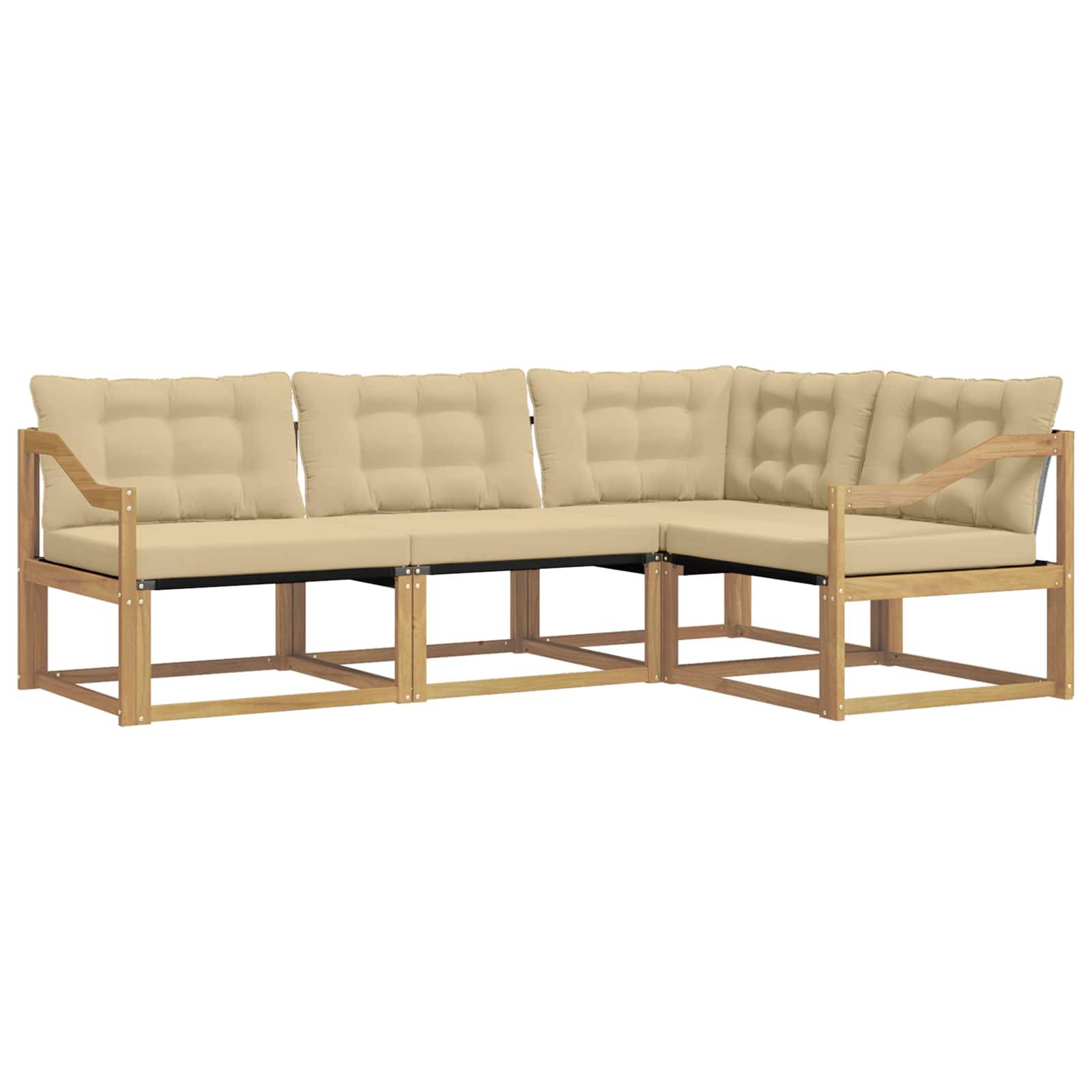 vidaXL Outdoor-Sofagarnitur mit Kissen 4 pcs Weiß und Beige