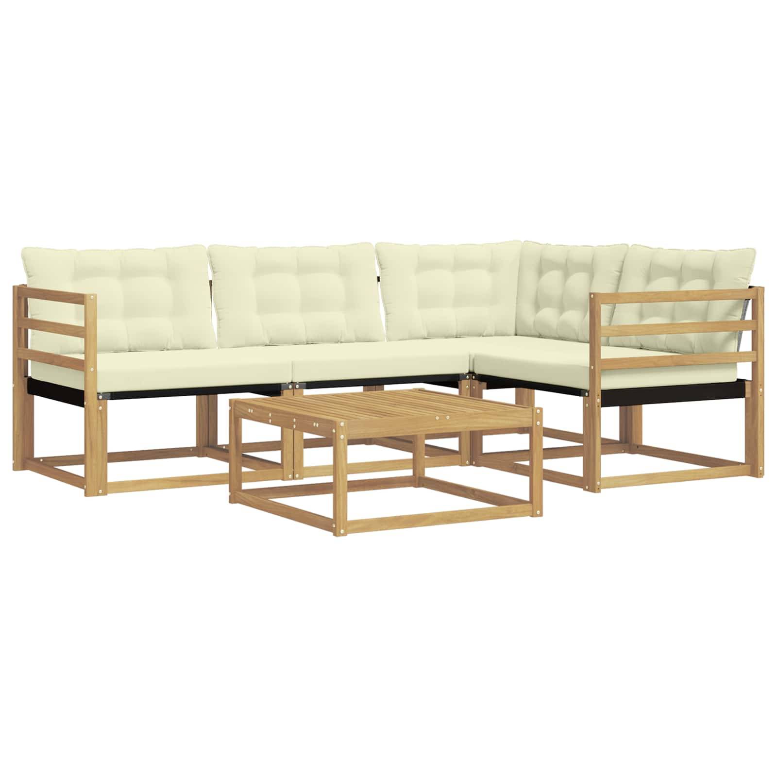 vidaXL Outdoor-Sofagarnitur 5 pcs Weiß und Creme 79 x 79 x 37 cm