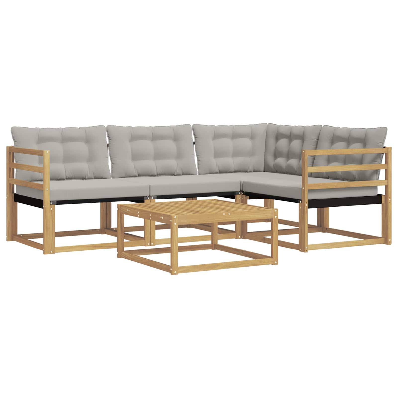 vidaXL Outdoor-Sofagarnitur 5 pcs Weiß und Hellgrau 79 x 79 x 37 cm