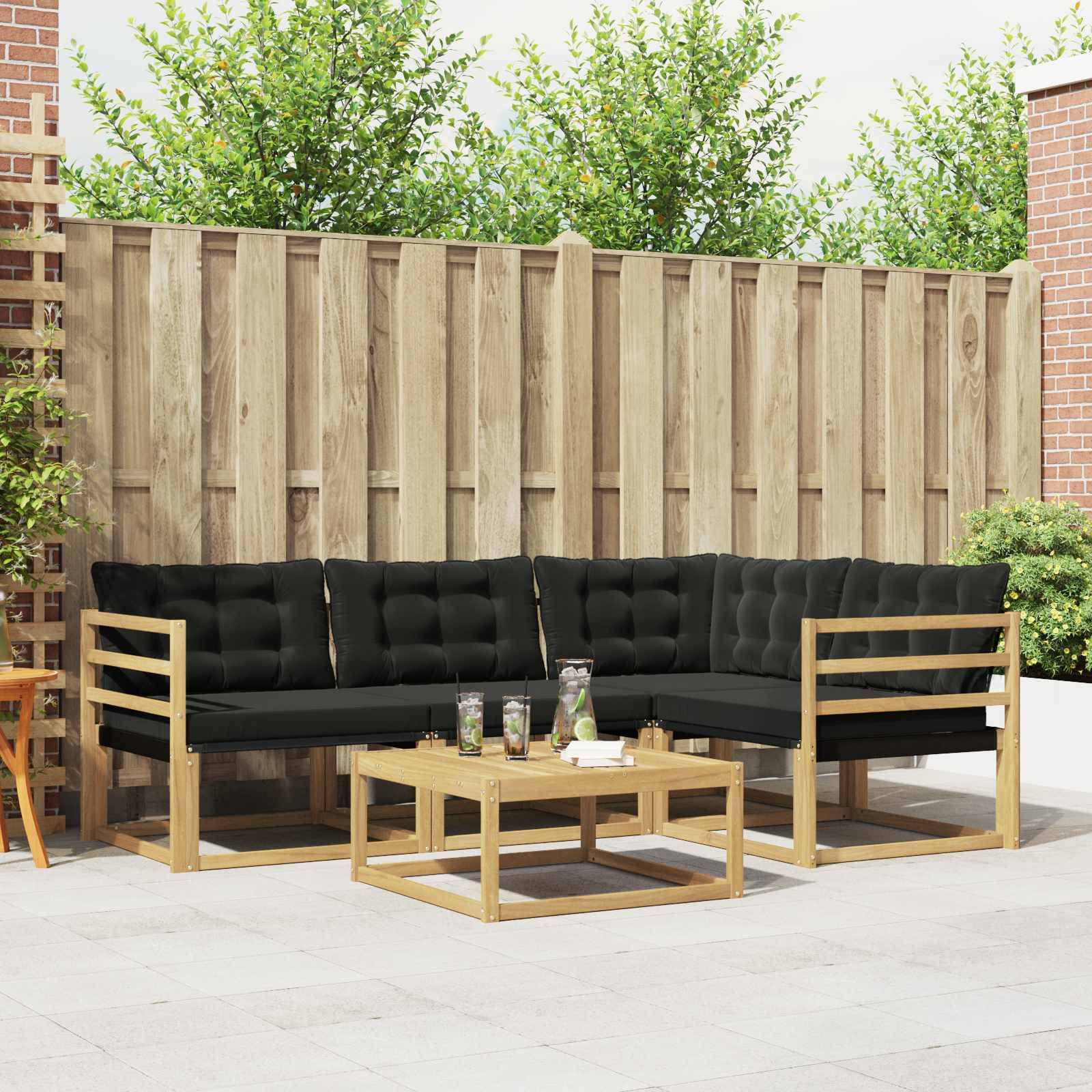 vidaXL Outdoor-Sofagarnitur 5 pcs Weiß und Schwarz 79 x 79 x 37 cm