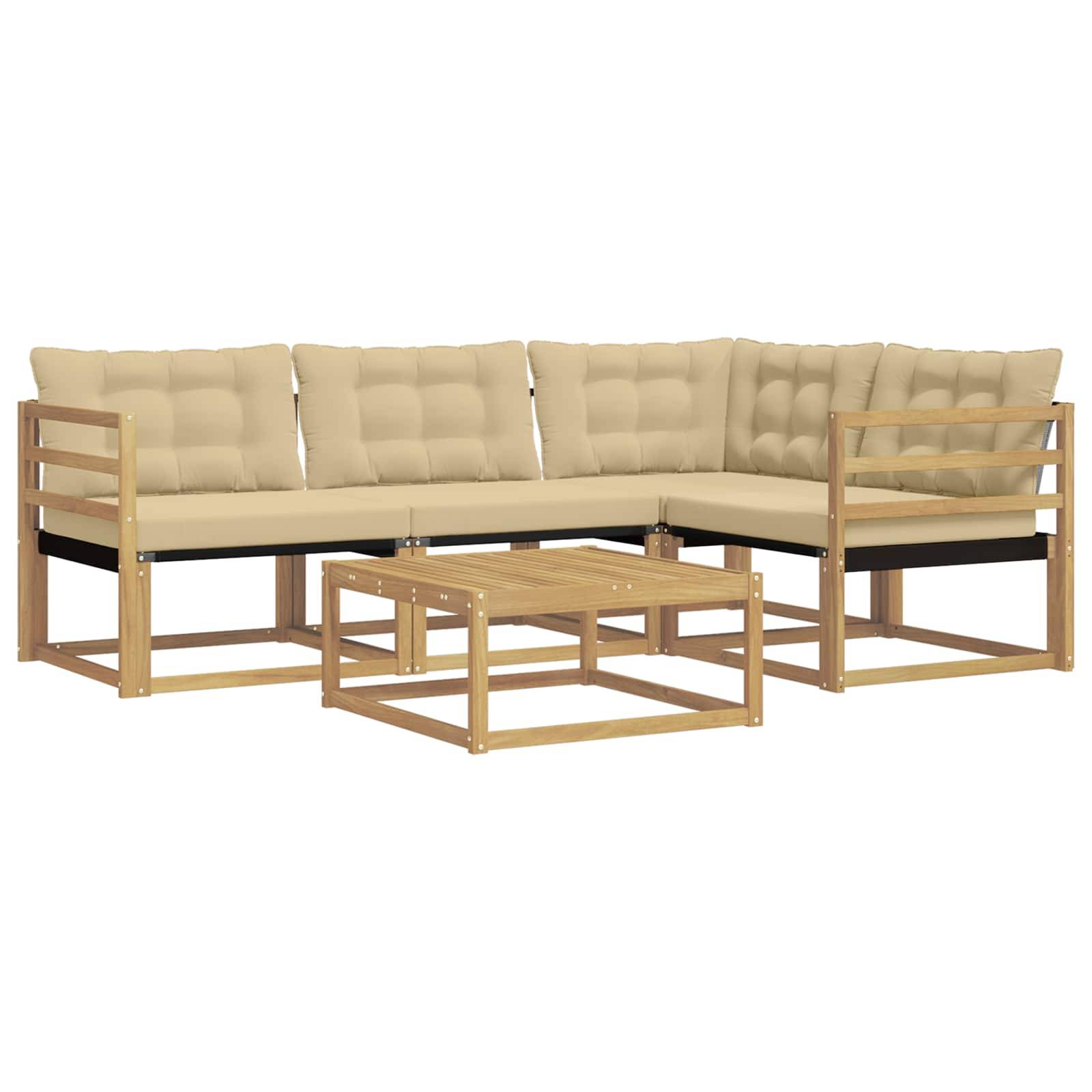 vidaXL Outdoor-Sofagarnitur 5 pcs Weiß und Beige 79 x 79 x 37 cm