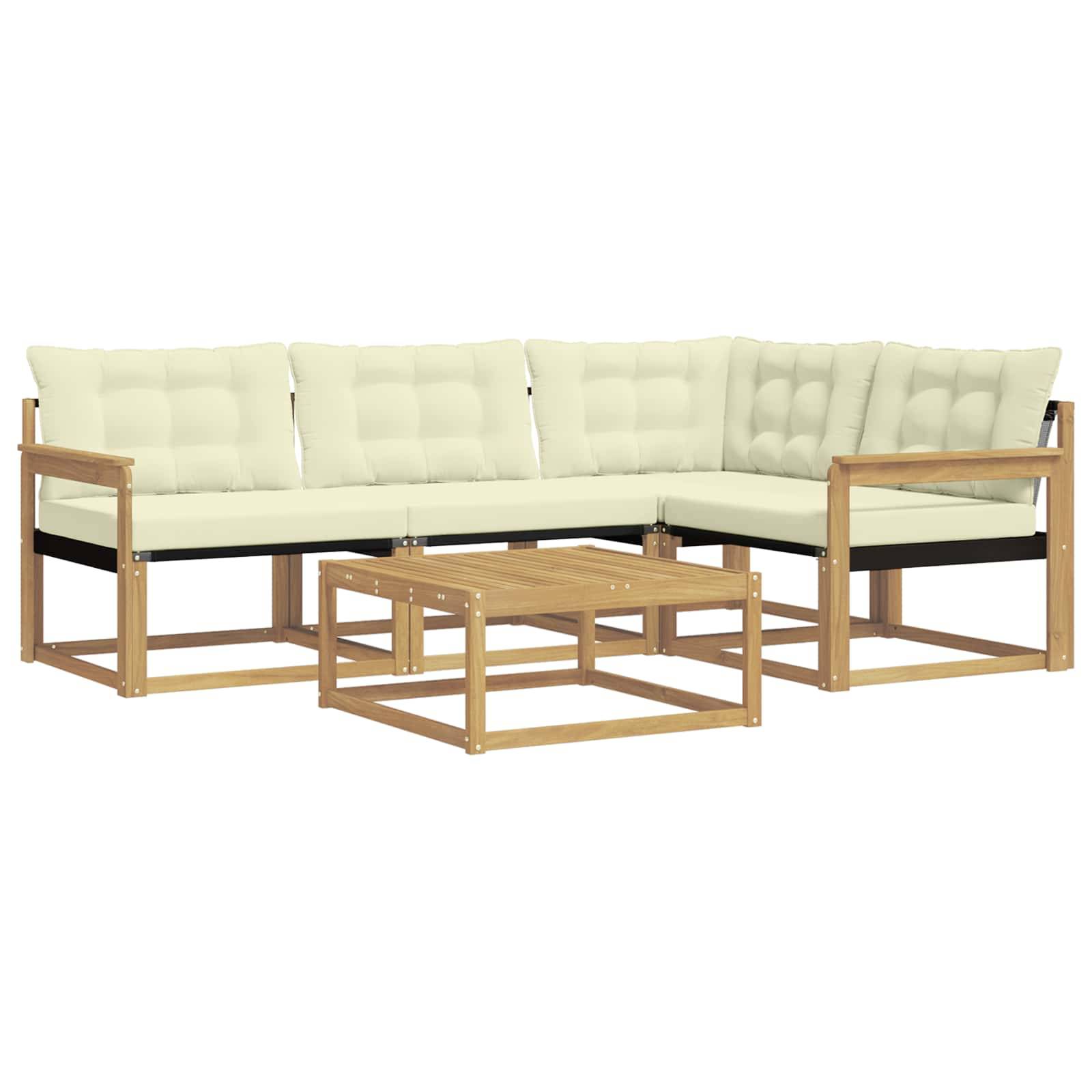 vidaXL Outdoor-Sofagarnitur 5 pcs Weiß und Creme 79 x 79 x 37 cm
