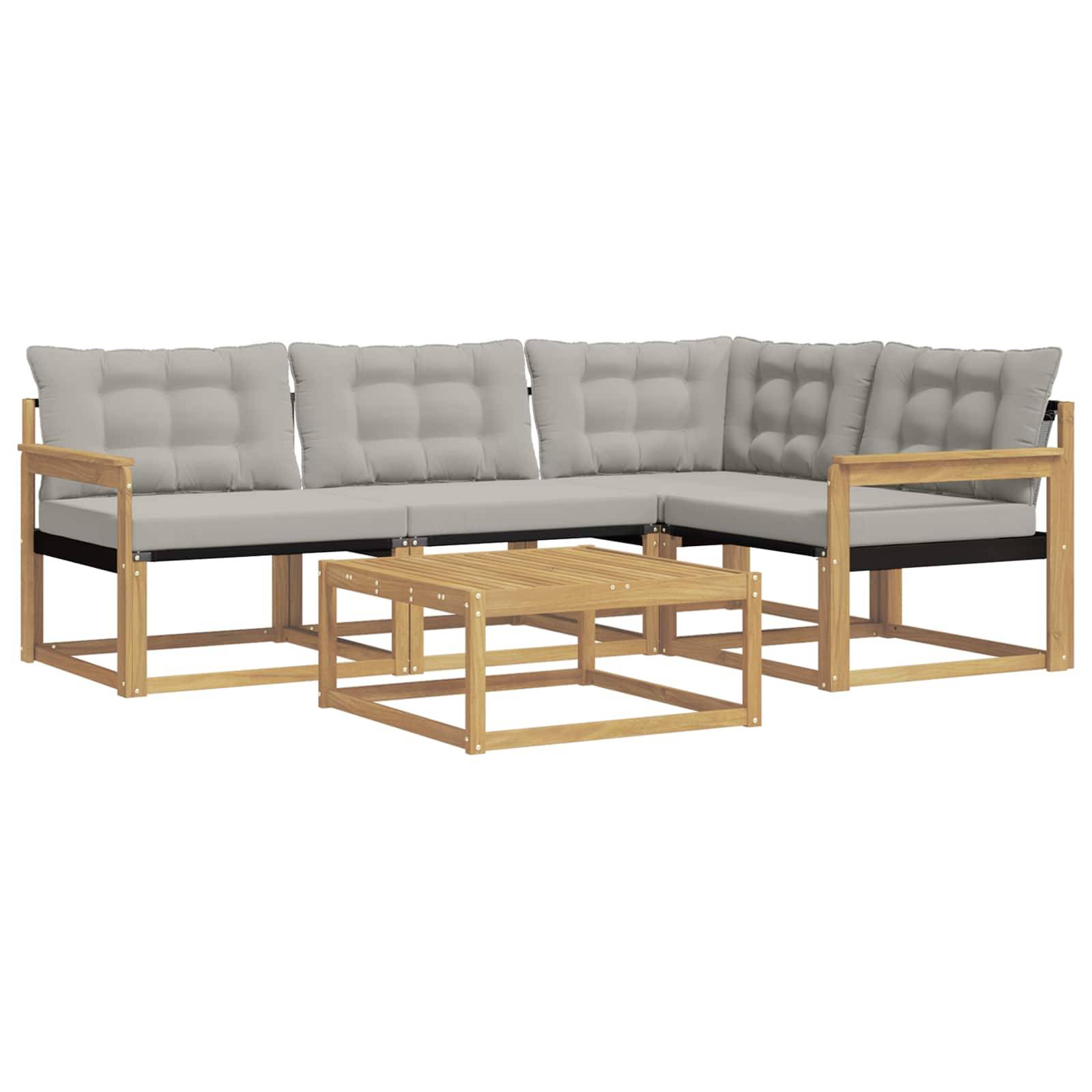 vidaXL Outdoor-Sofagarnitur 5 pcs Weiß und Hellgrau 79 x 79 x 37 cm