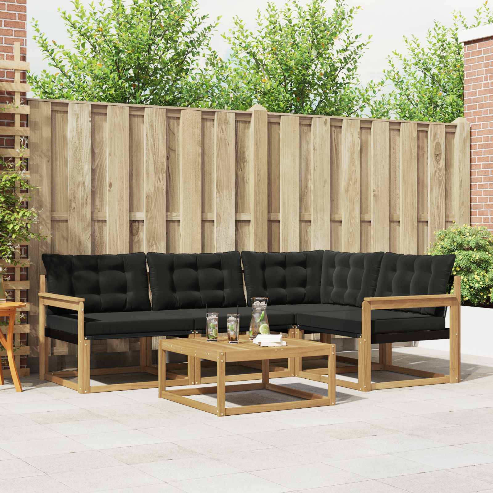vidaXL Outdoor-Sofagarnitur 5 pcs Weiß und Schwarz 79 x 79 x 37 cm