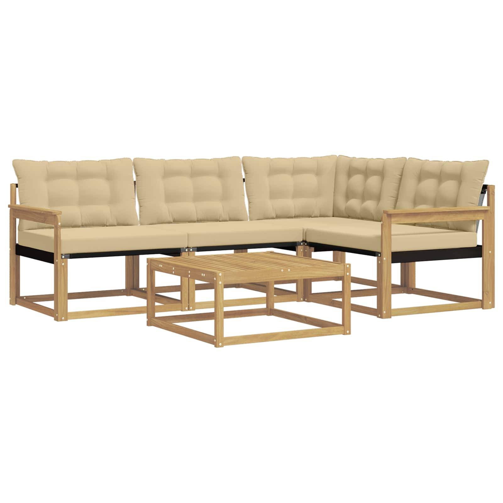 vidaXL Outdoor-Sofagarnitur 5 pcs Weiß und Beige 79 x 79 x 37 cm