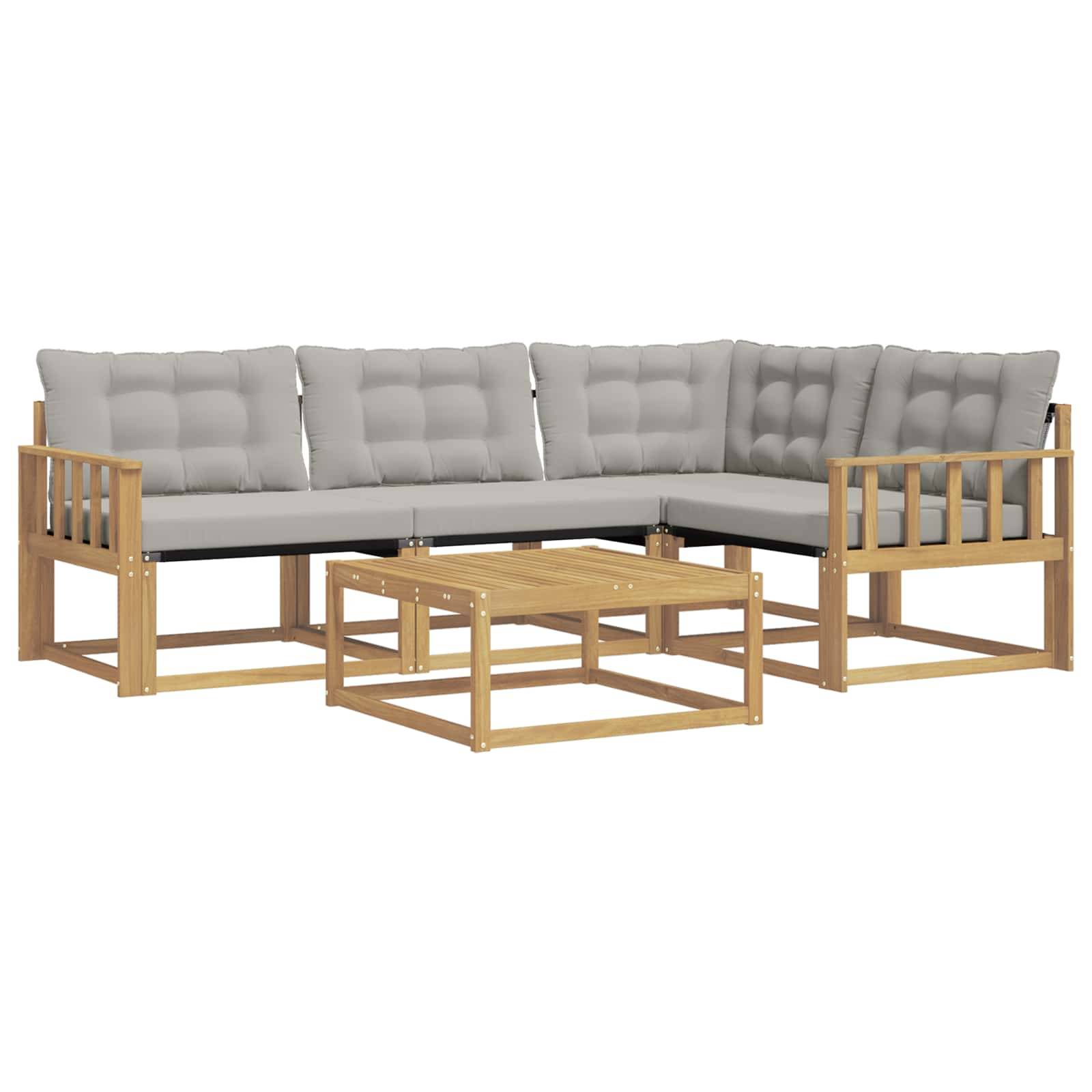 vidaXL Outdoor-Sofagarnitur 5 pcs Weiß und Hellgrau 79 x 79 x 37 cm