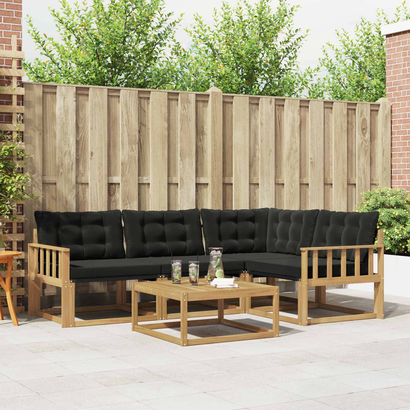 vidaXL Outdoor-Sofagarnitur 5 pcs Weiß und Schwarz 79 x 79 x 37 cm