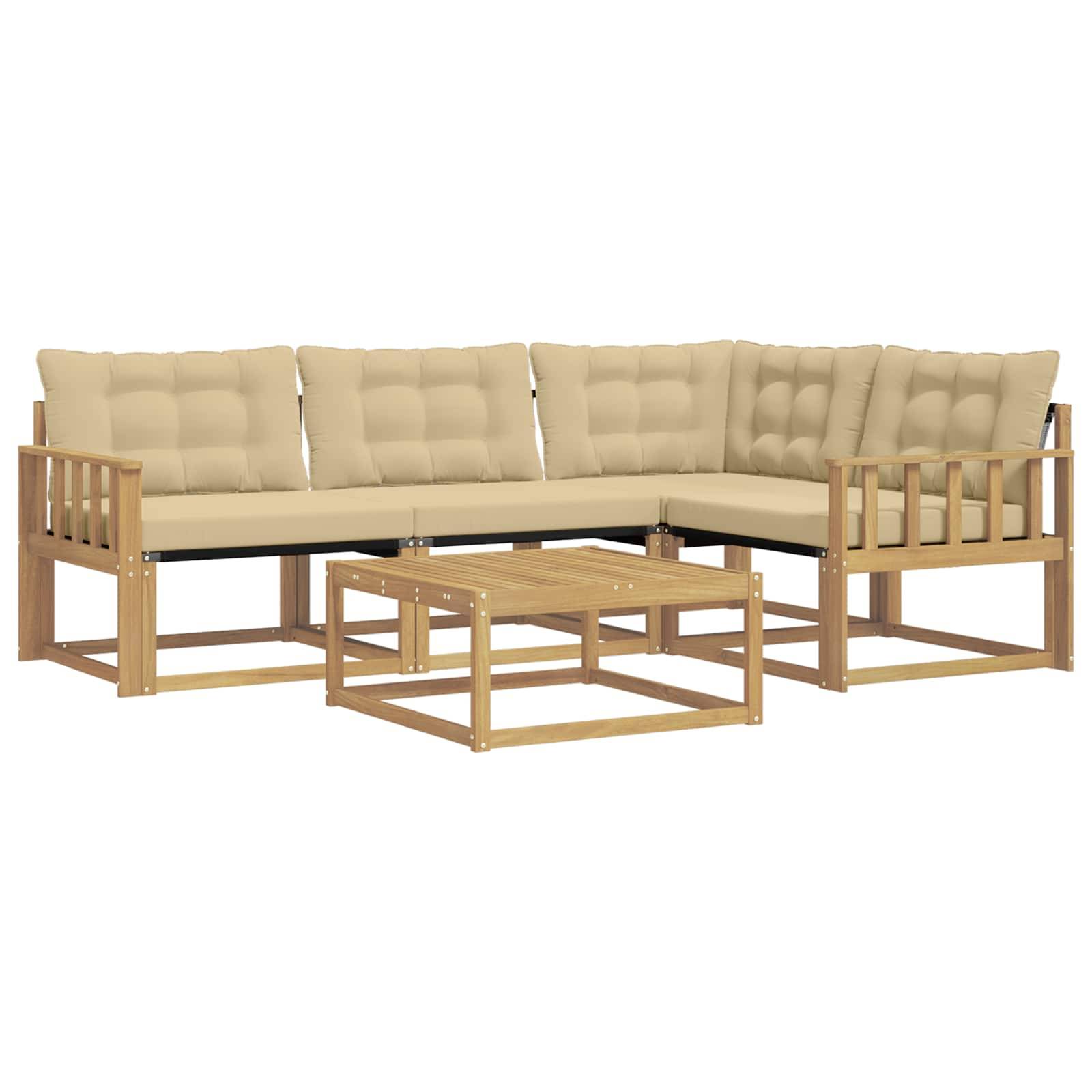 vidaXL Outdoor-Sofagarnitur 5 pcs Weiß und Beige 79 x 79 x 37 cm