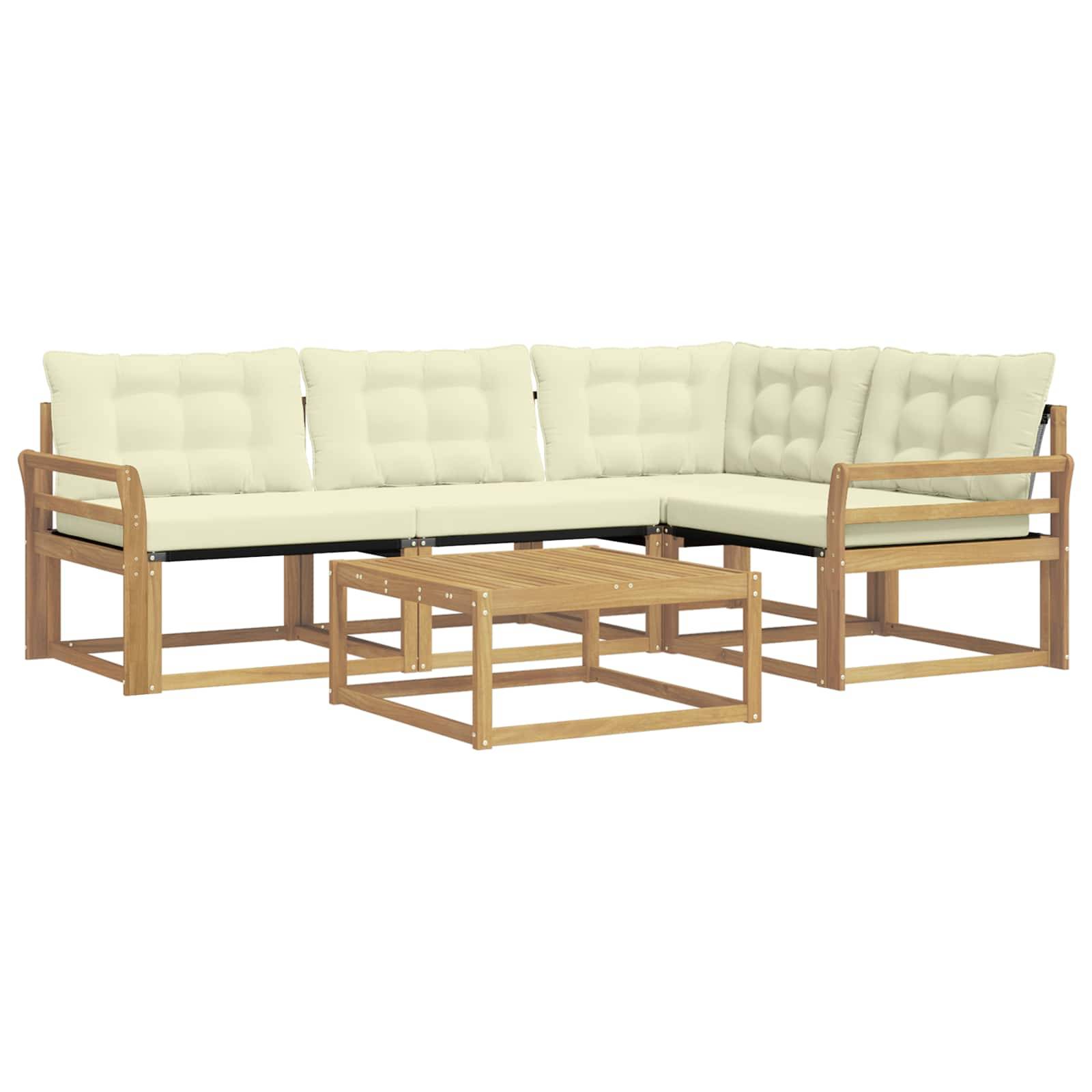 vidaXL Outdoor-Sofagarnitur 5 pcs Weiß und Creme 79 x 79 x 37 cm