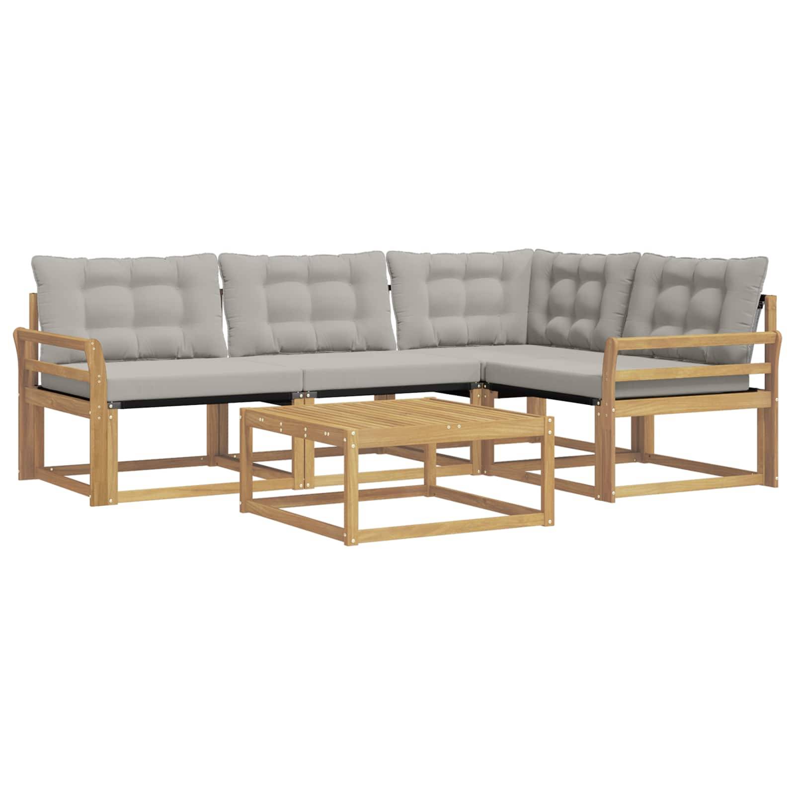 vidaXL Outdoor-Sofagarnitur 5 pcs Weiß und Hellgrau 79 x 79 x 37 cm