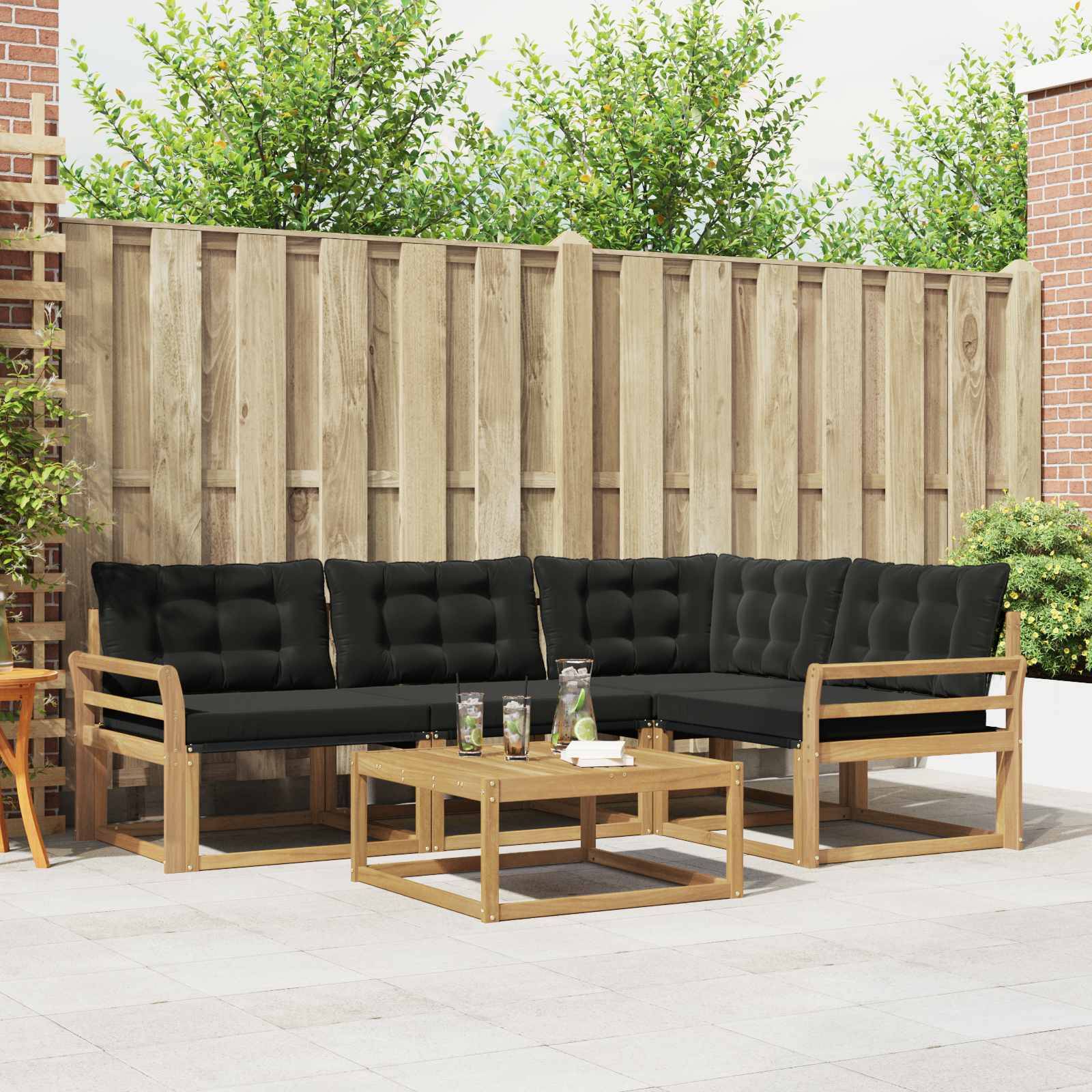 vidaXL Outdoor-Sofagarnitur 5 pcs Weiß und Schwarz 79 x 79 x 37 cm