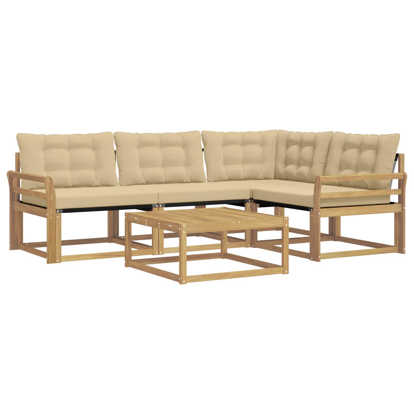 vidaXL Outdoor-Sofagarnitur 5 pcs Weiß und Beige 79 x 79 x 37 cm