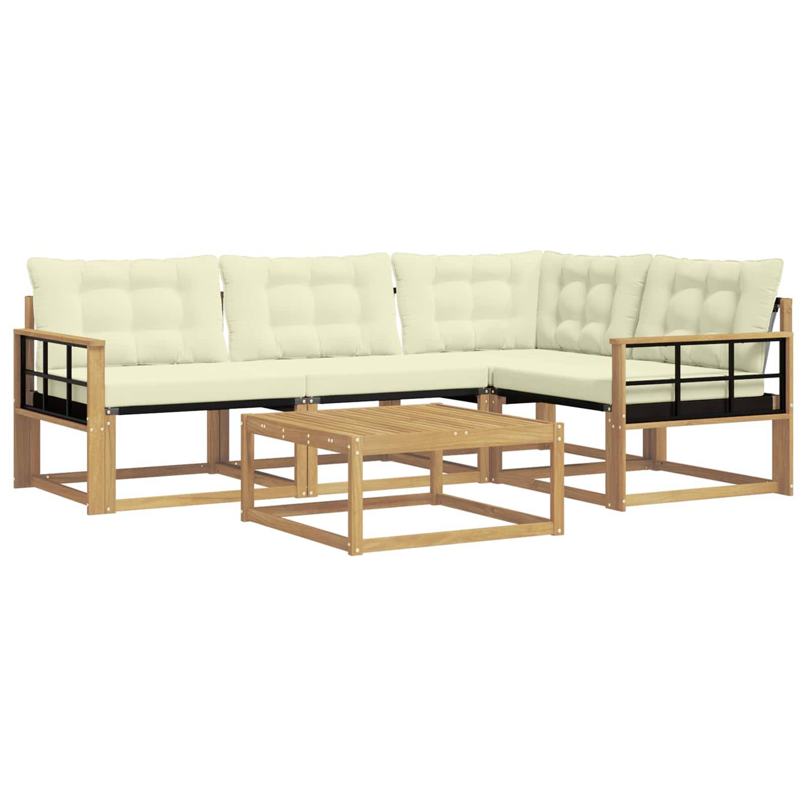 vidaXL Outdoor-Sofagarnitur 5 pcs Weiß und Creme 79 x 79 x 37 cm