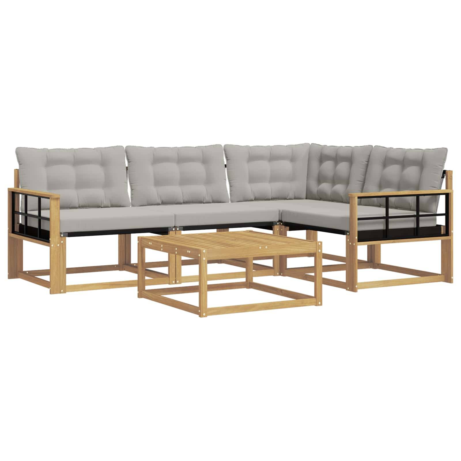 vidaXL Outdoor-Sofagarnitur 5 pcs Weiß und Hellgrau 79 x 79 x 37 cm