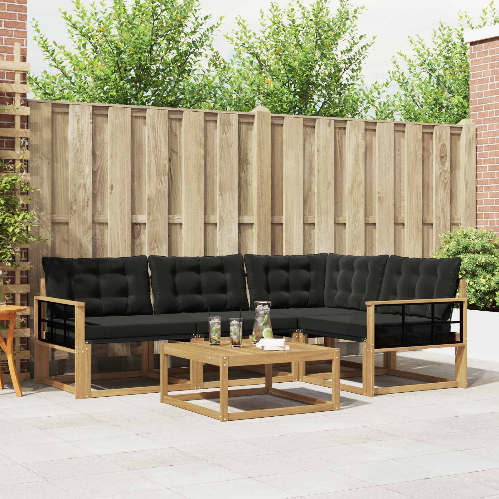 vidaXL Outdoor-Sofagarnitur 5 pcs Weiß und Schwarz 79 x 79 x 37 cm