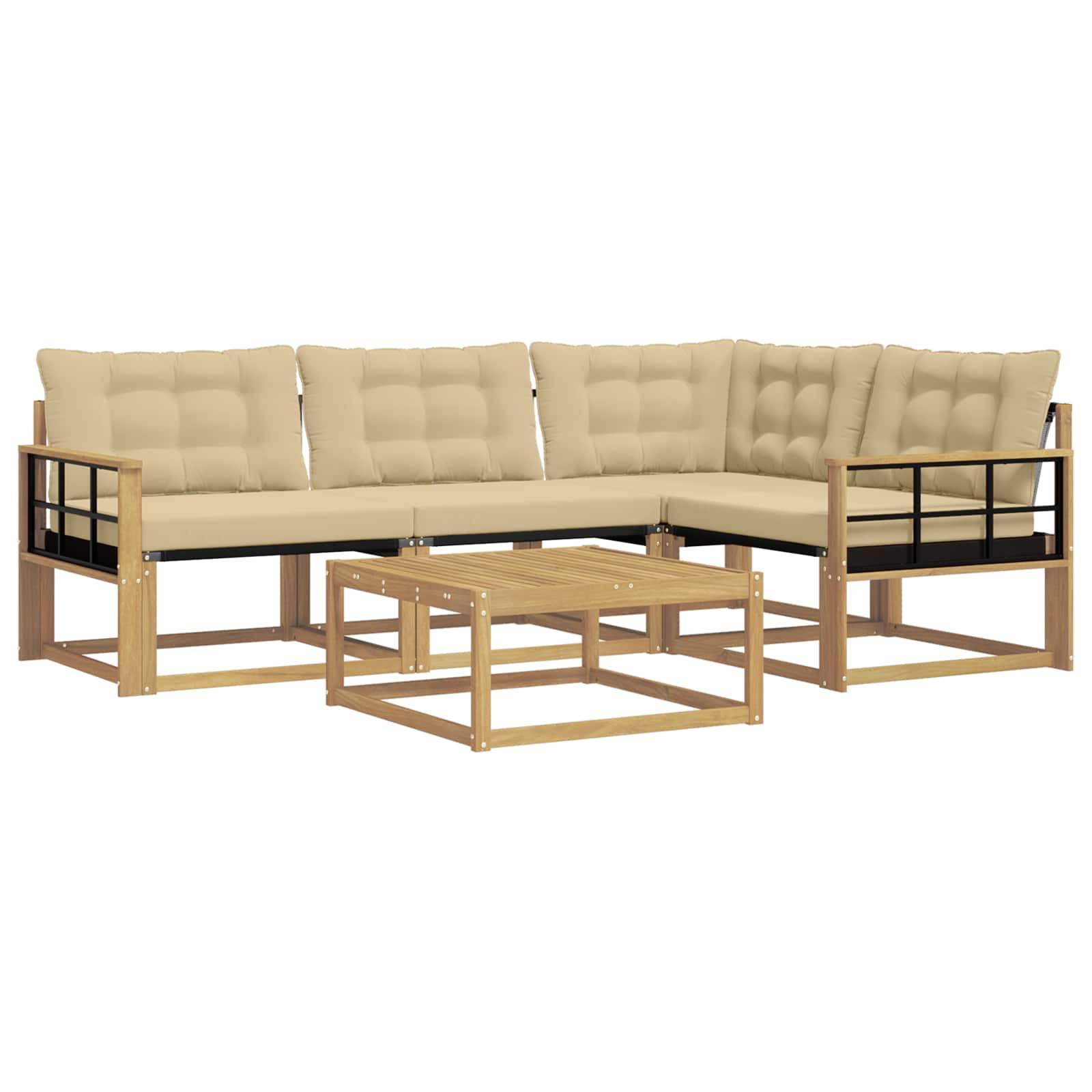 vidaXL Outdoor-Sofagarnitur 5 pcs Weiß und Beige 79 x 79 x 37 cm