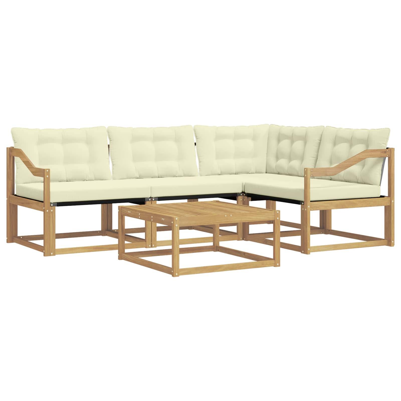 vidaXL Outdoor-Sofagarnitur 5 pcs Weiß und Creme 79 x 79 x 37 cm