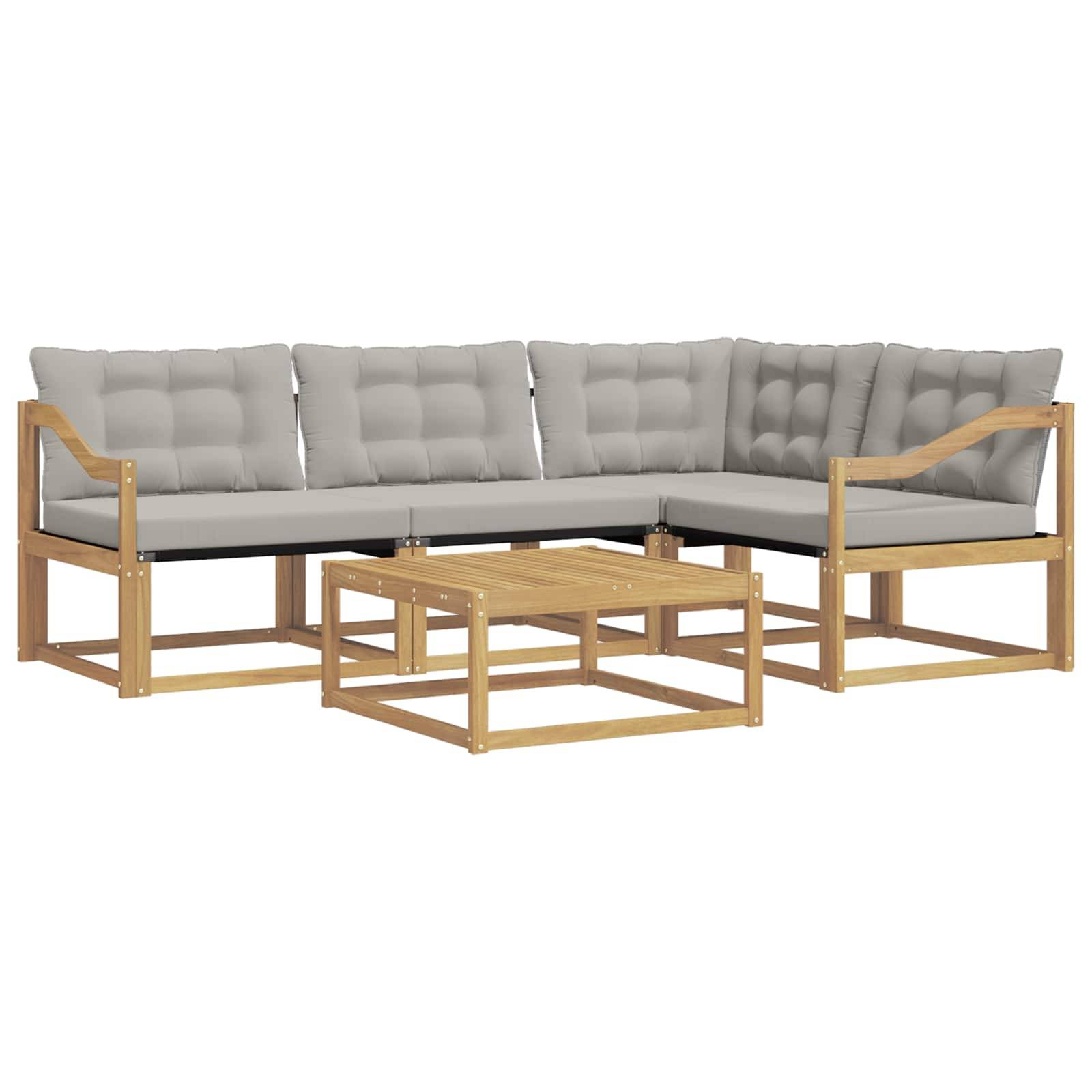 vidaXL Outdoor-Sofagarnitur 5 pcs Weiß und Hellgrau 79 x 79 x 37 cm