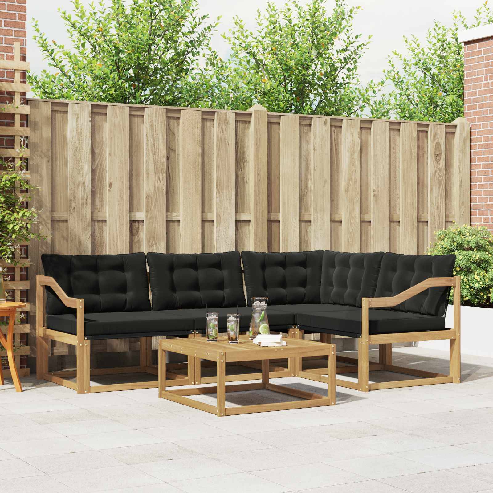 vidaXL Outdoor-Sofagarnitur 5 pcs Weiß und Schwarz 79 x 79 x 37 cm