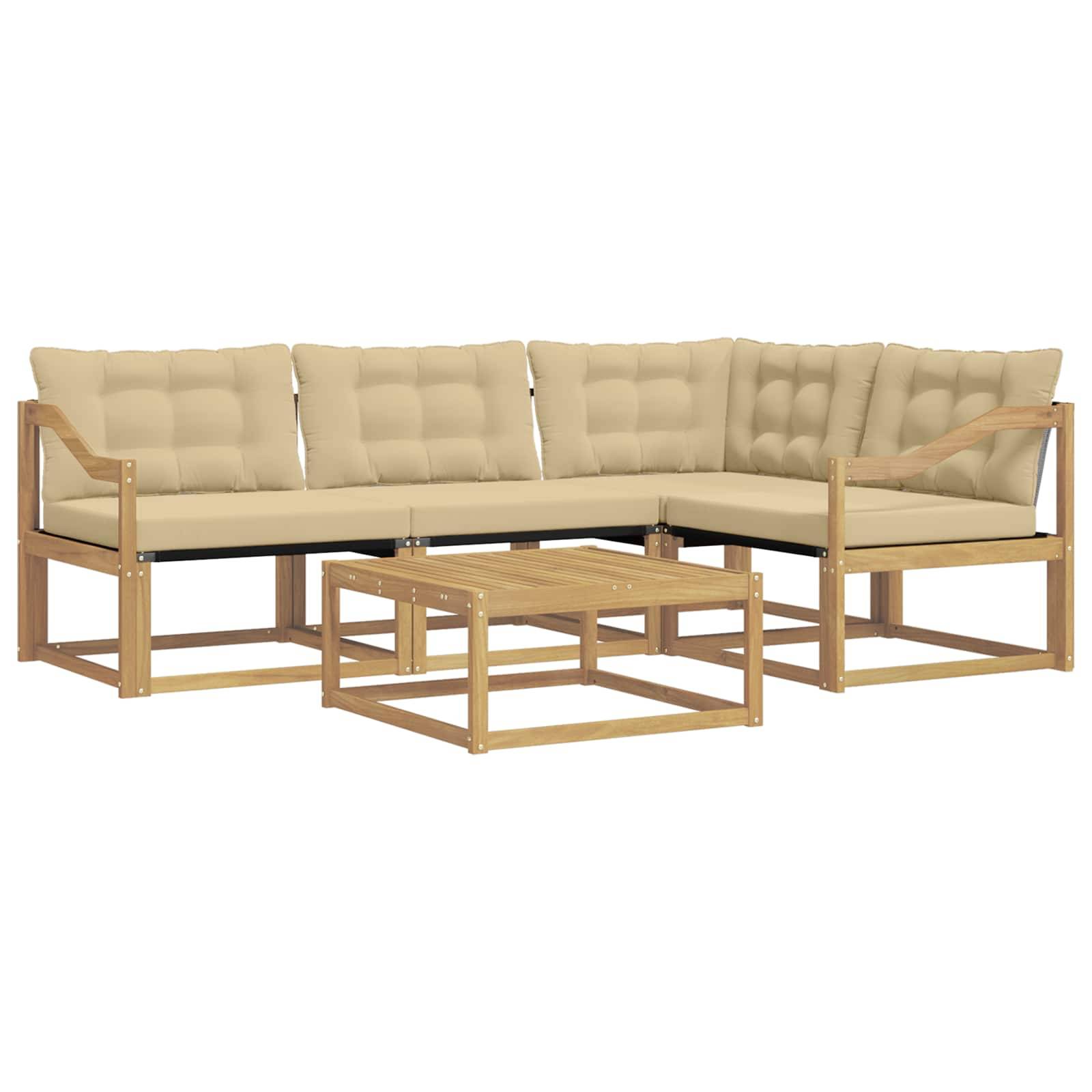 vidaXL Outdoor-Sofagarnitur 5 pcs Weiß und Beige 79 x 79 x 37 cm
