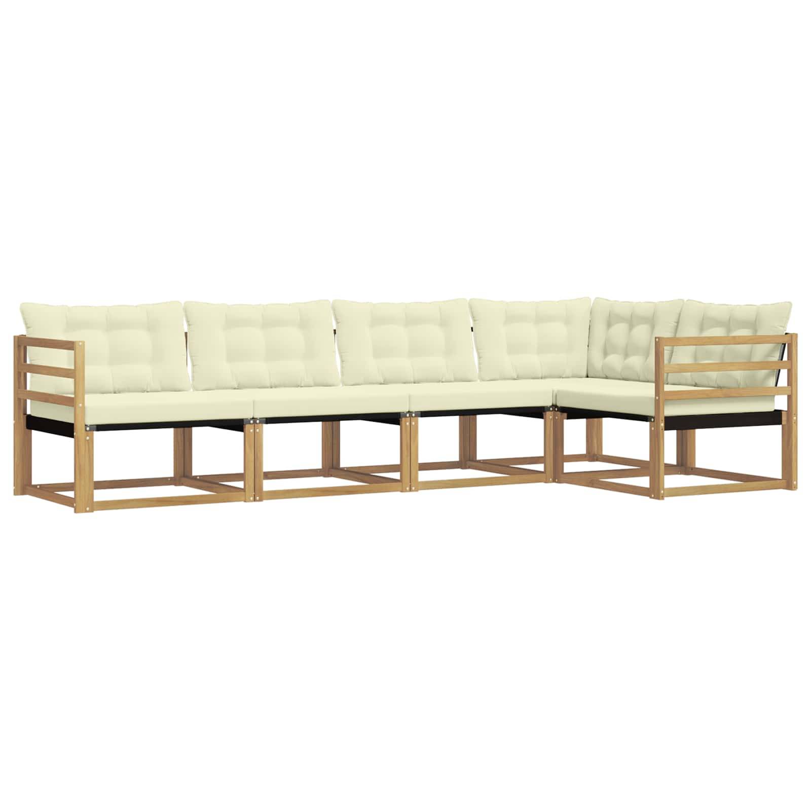 vidaXL Outdoor-Sofagarnitur mit Kissen 5 pcs Weiß und Creme