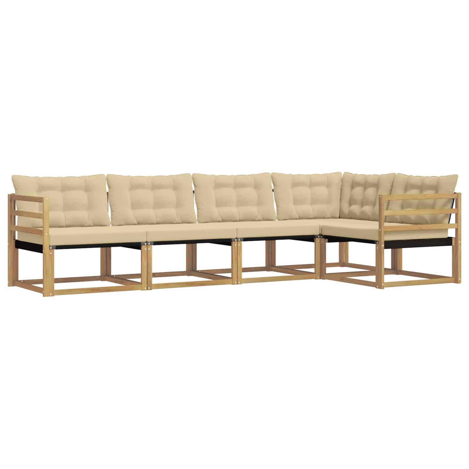 vidaXL Outdoor-Sofagarnitur mit Kissen 5 pcs Weiß und Beige
