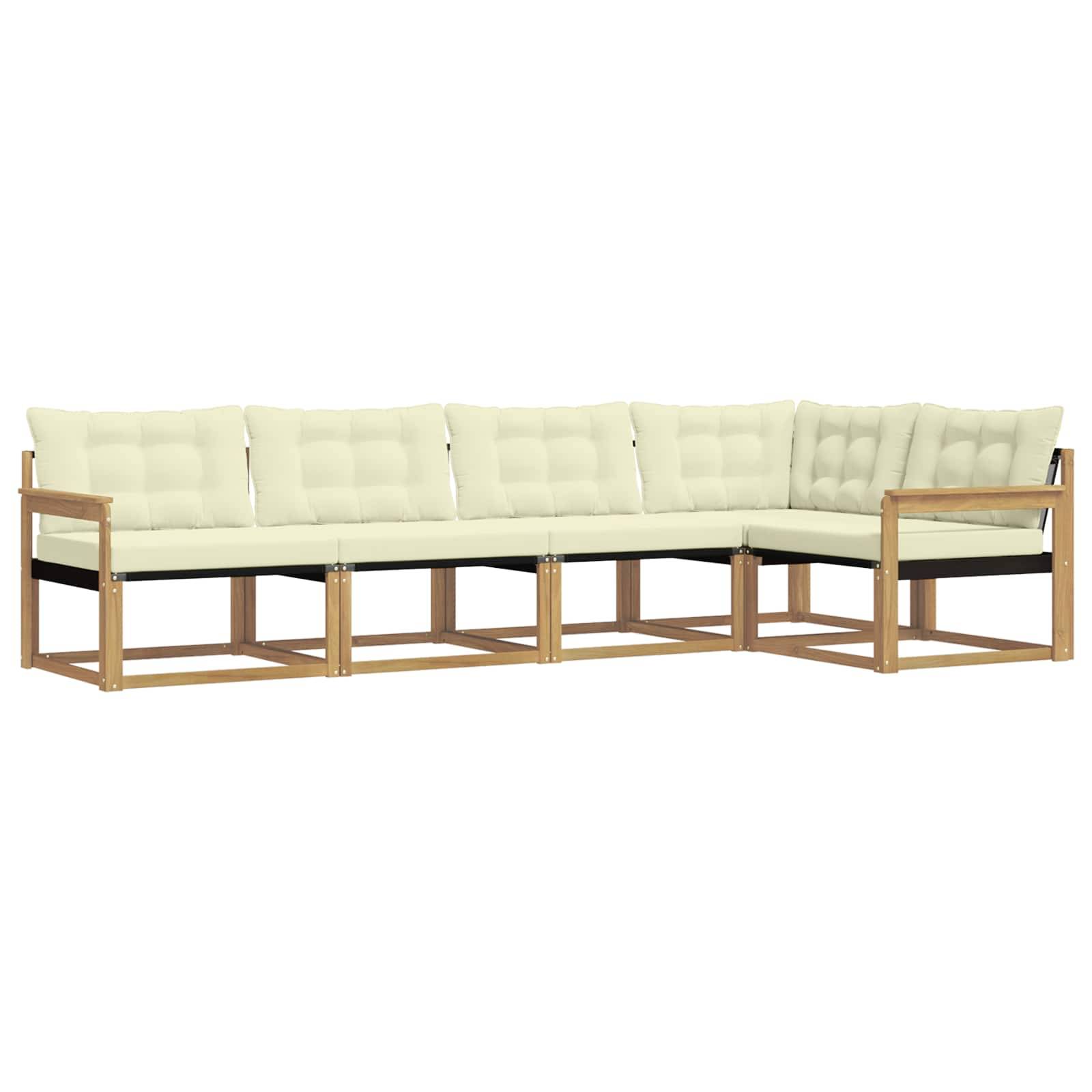 vidaXL Outdoor-Sofagarnitur mit Kissen 5 pcs Weiß und Creme