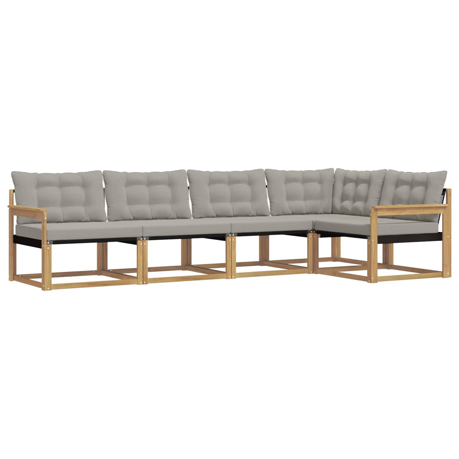 vidaXL Outdoor-Sofagarnitur mit Kissen 5 pcs Weiß und Hellgrau
