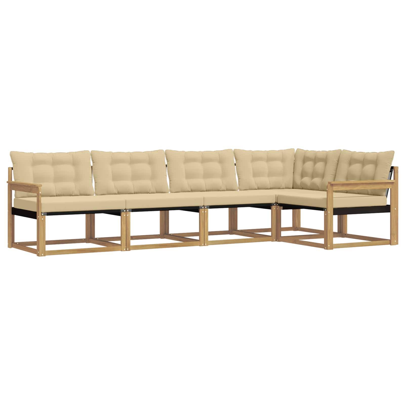 vidaXL Outdoor-Sofagarnitur mit Kissen 5 pcs Weiß und Beige