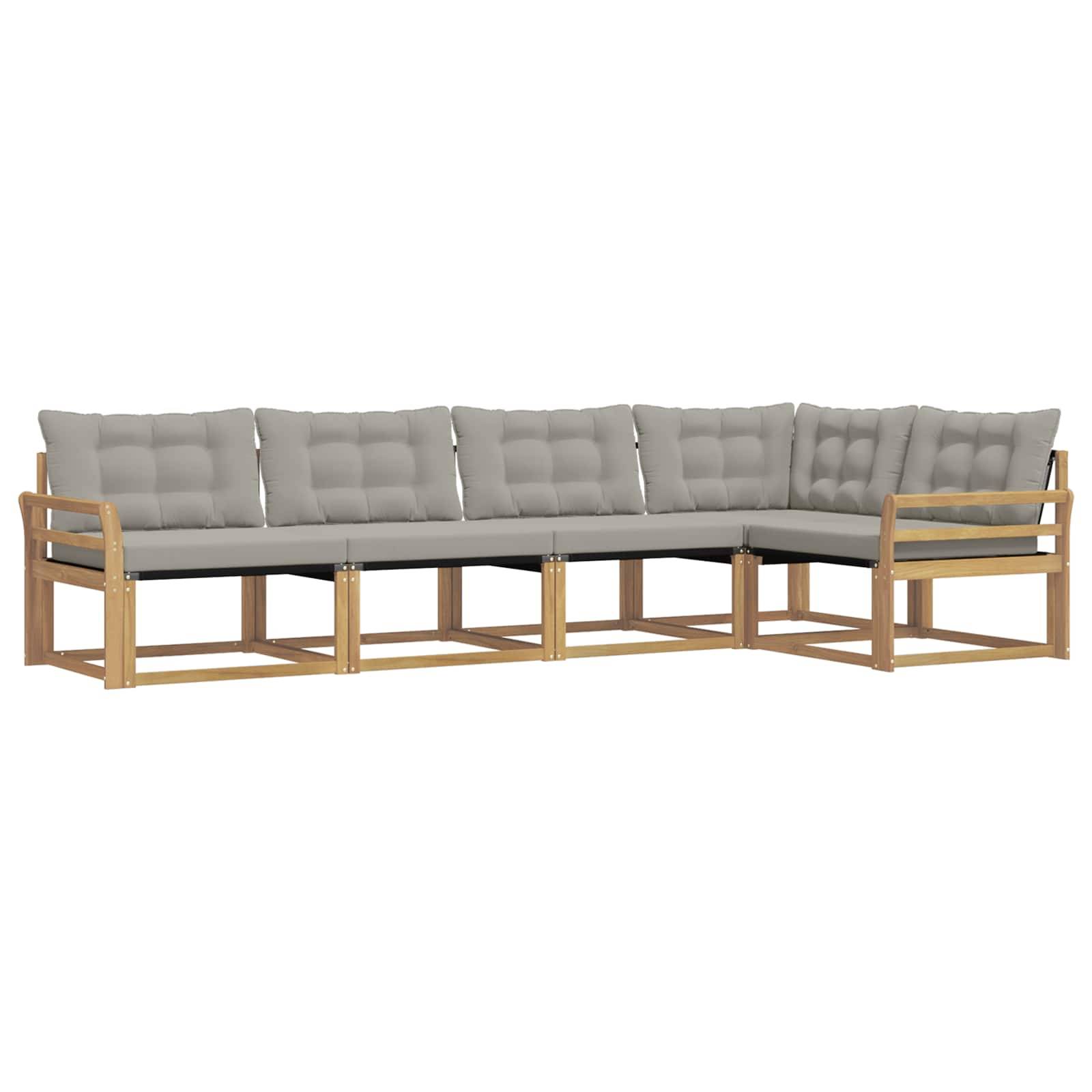 vidaXL Outdoor-Sofagarnitur mit Kissen 5 pcs Weiß und Hellgrau