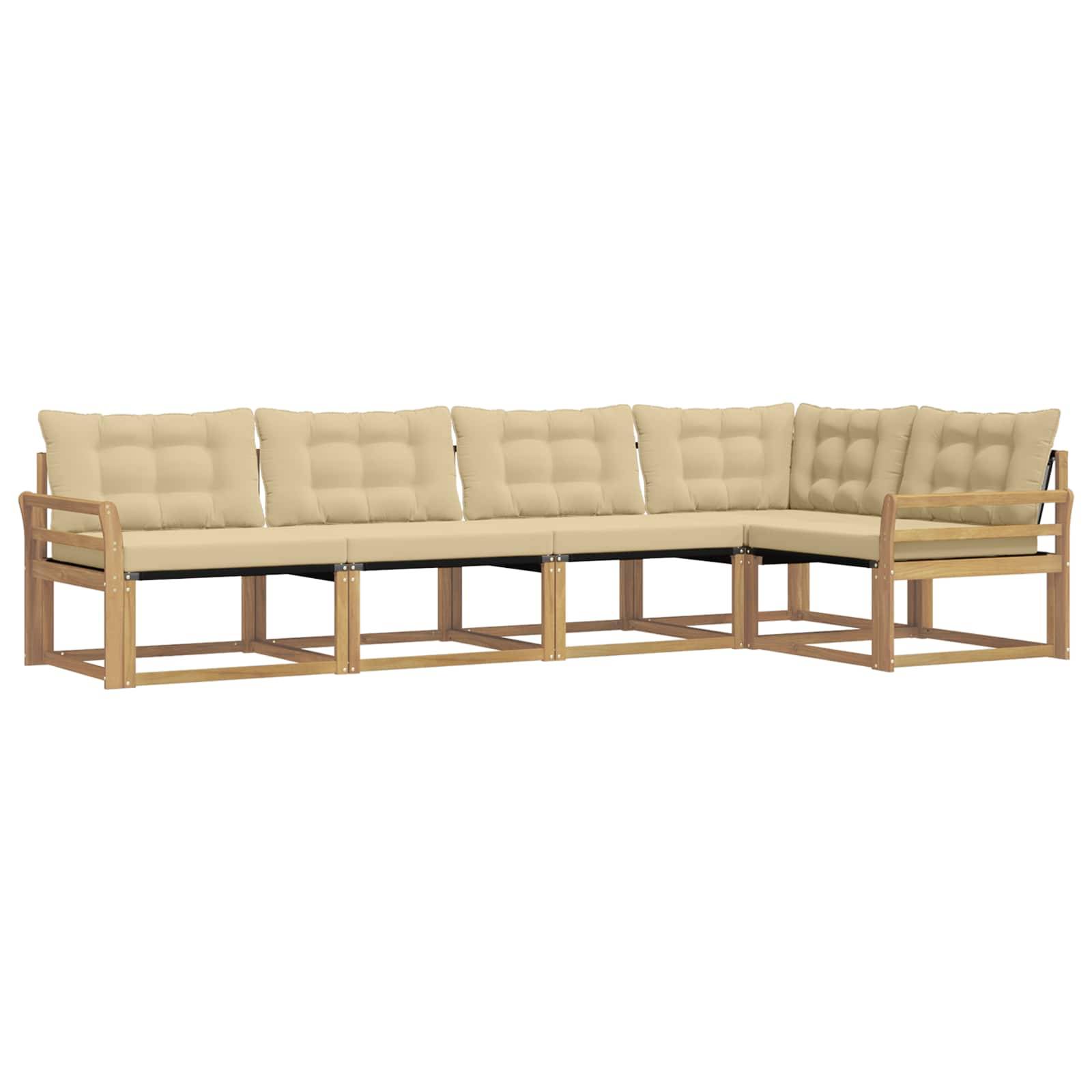 vidaXL Outdoor-Sofagarnitur mit Kissen 5 pcs Weiß und Beige