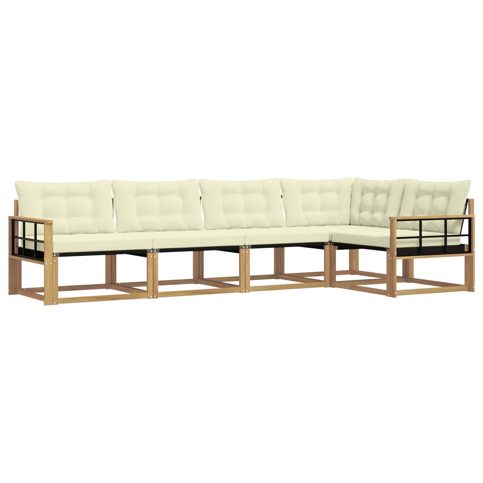 vidaXL Outdoor-Sofagarnitur mit Kissen 5 pcs Weiß und Creme