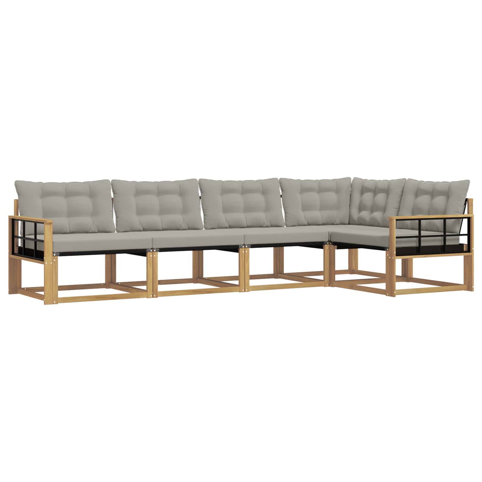 vidaXL Outdoor-Sofagarnitur mit Kissen 5 pcs Weiß und Hellgrau