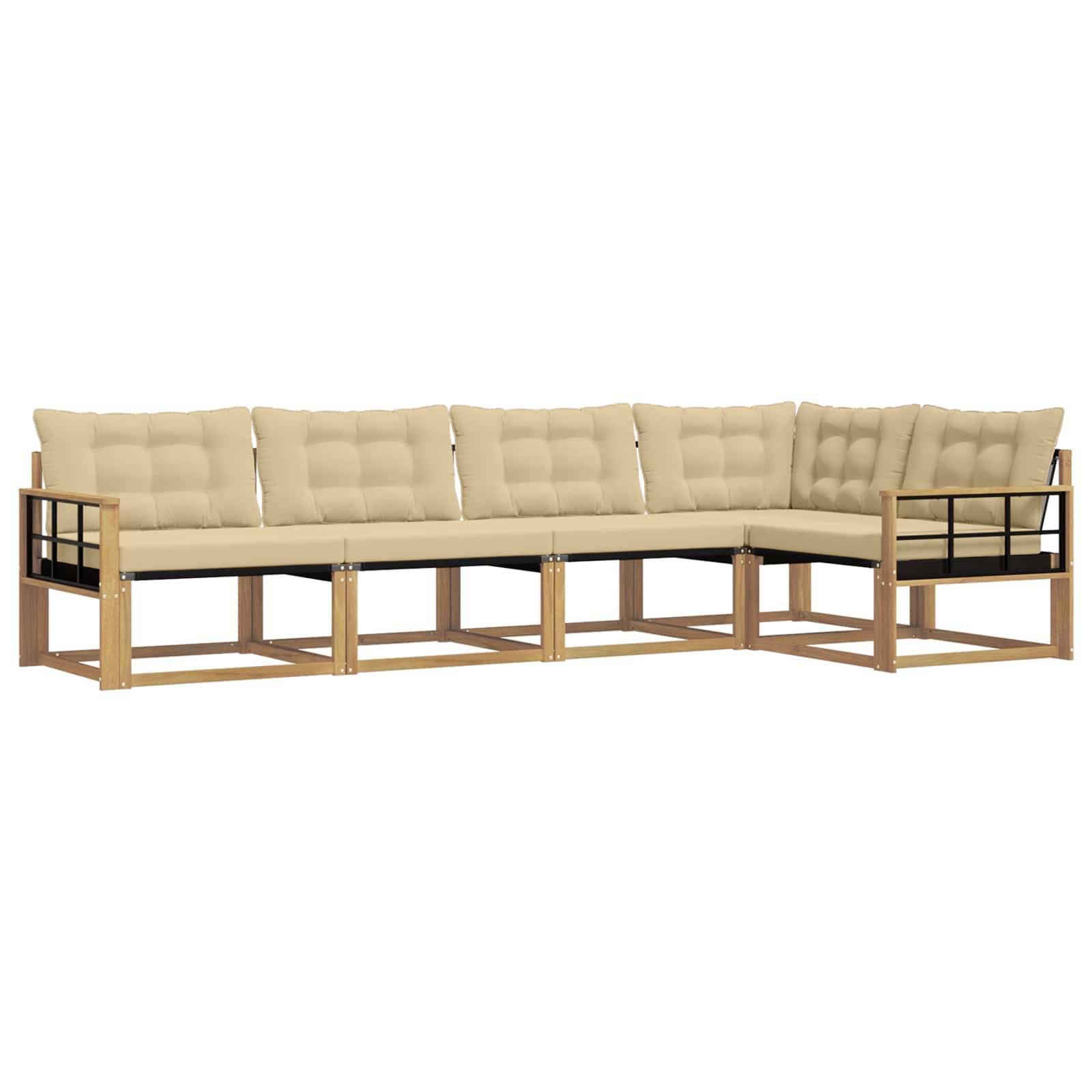 vidaXL Outdoor-Sofagarnitur mit Kissen 5 pcs Weiß und Beige