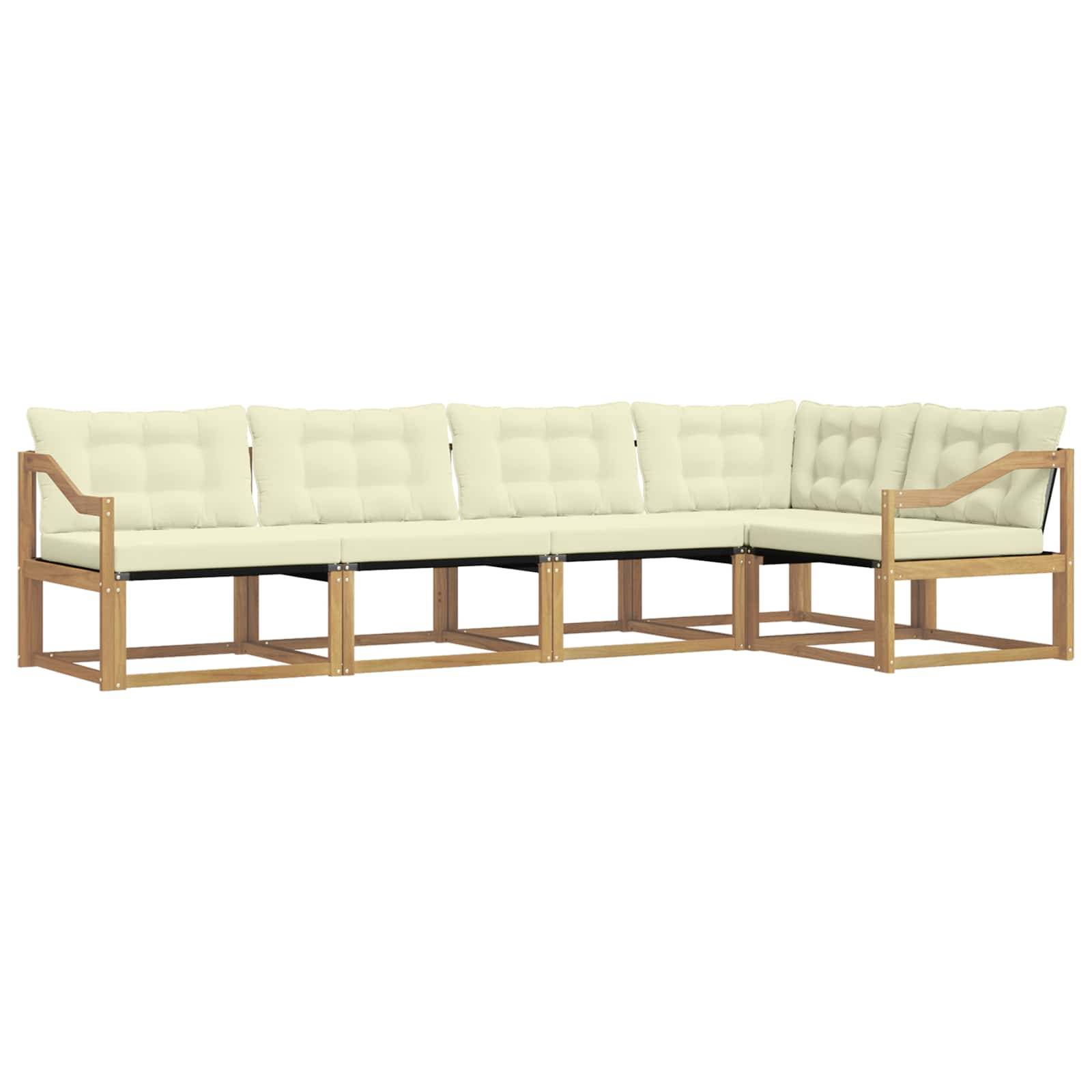 vidaXL Outdoor-Sofagarnitur mit Kissen 5 pcs Weiß und Creme