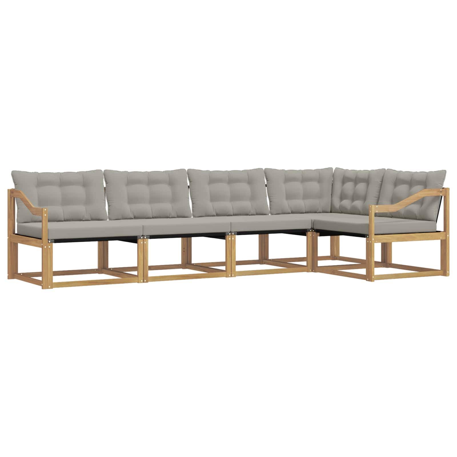 vidaXL Outdoor-Sofagarnitur mit Kissen 5 pcs Weiß und Hellgrau