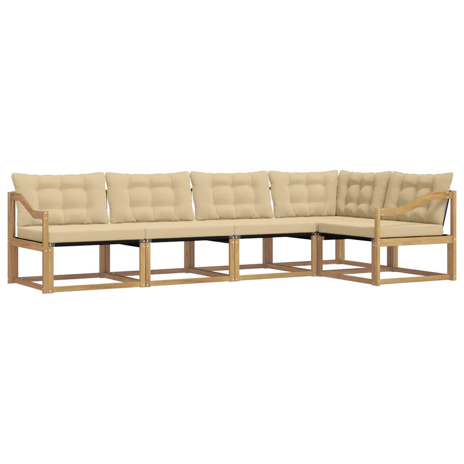 vidaXL Outdoor-Sofagarnitur mit Kissen 5 pcs Weiß und Beige