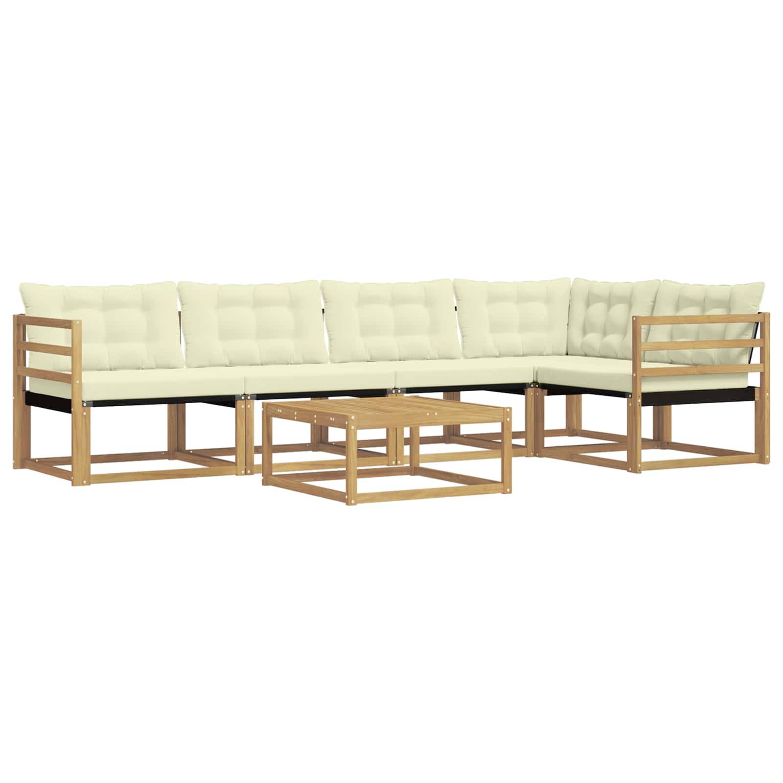 vidaXL Outdoor-Sofagarnitur 6 pcs Weiß und Creme 79 x 79 x 37 cm